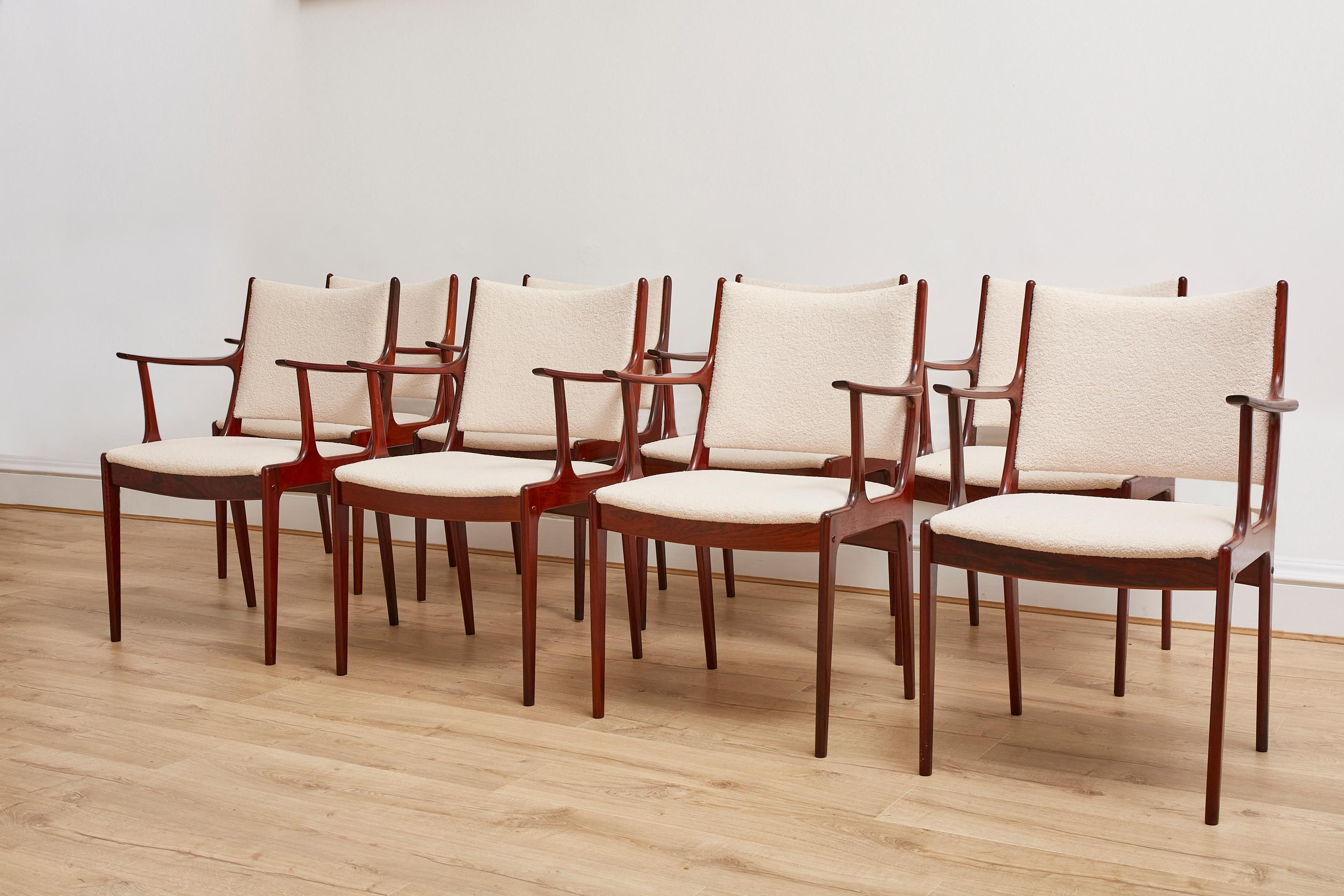 Set of 8 Rosewood Danish dining chairs, 1960s by Johannes Andersen  6