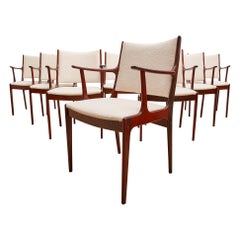 Set of 8 Rosewood Danish dining chairs, 1960s by Johannes Andersen