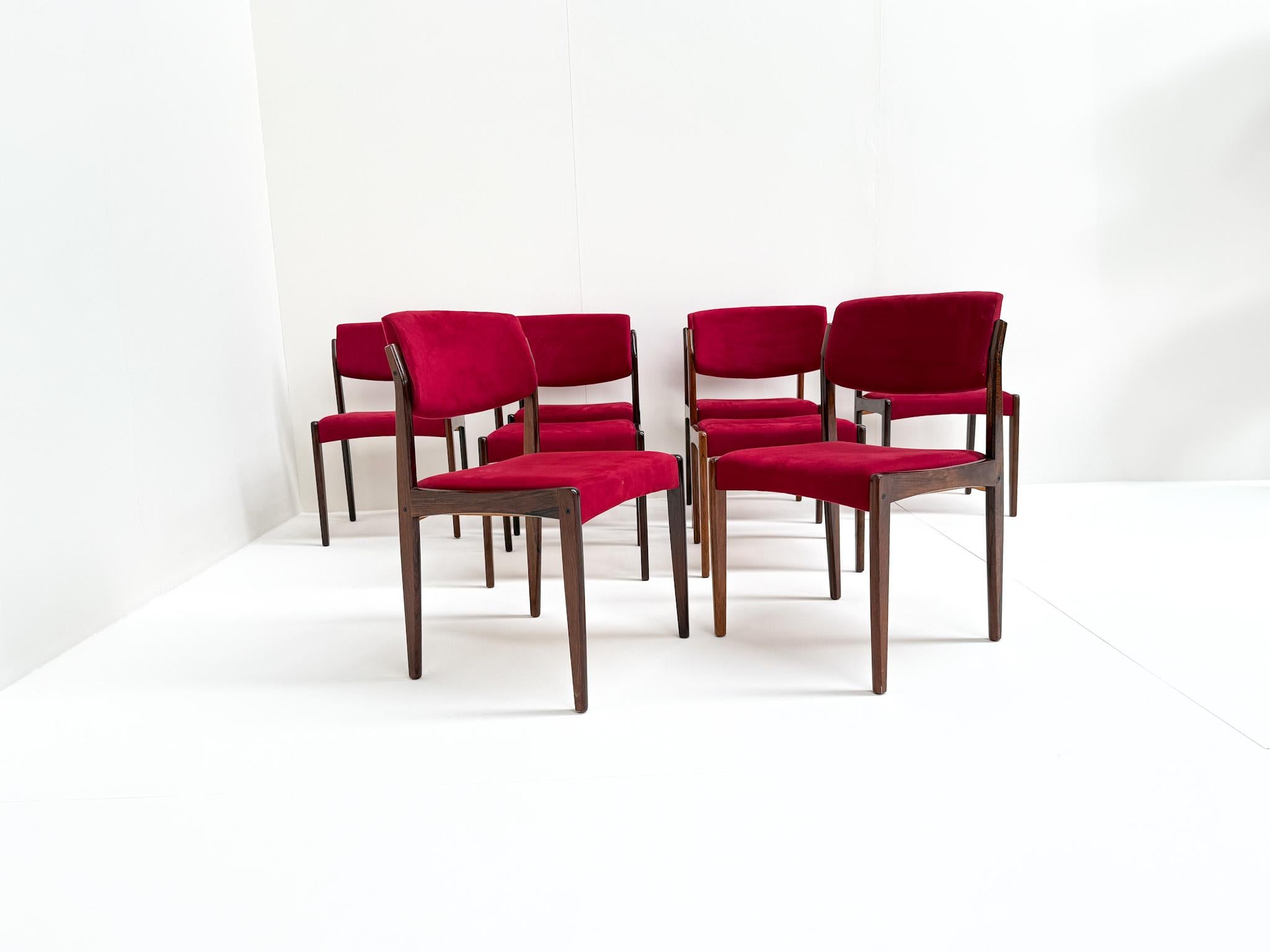 Danois Set of 8 Rosewood Dining Chairs by H.W. Klein for Bramin, 1960s en vente