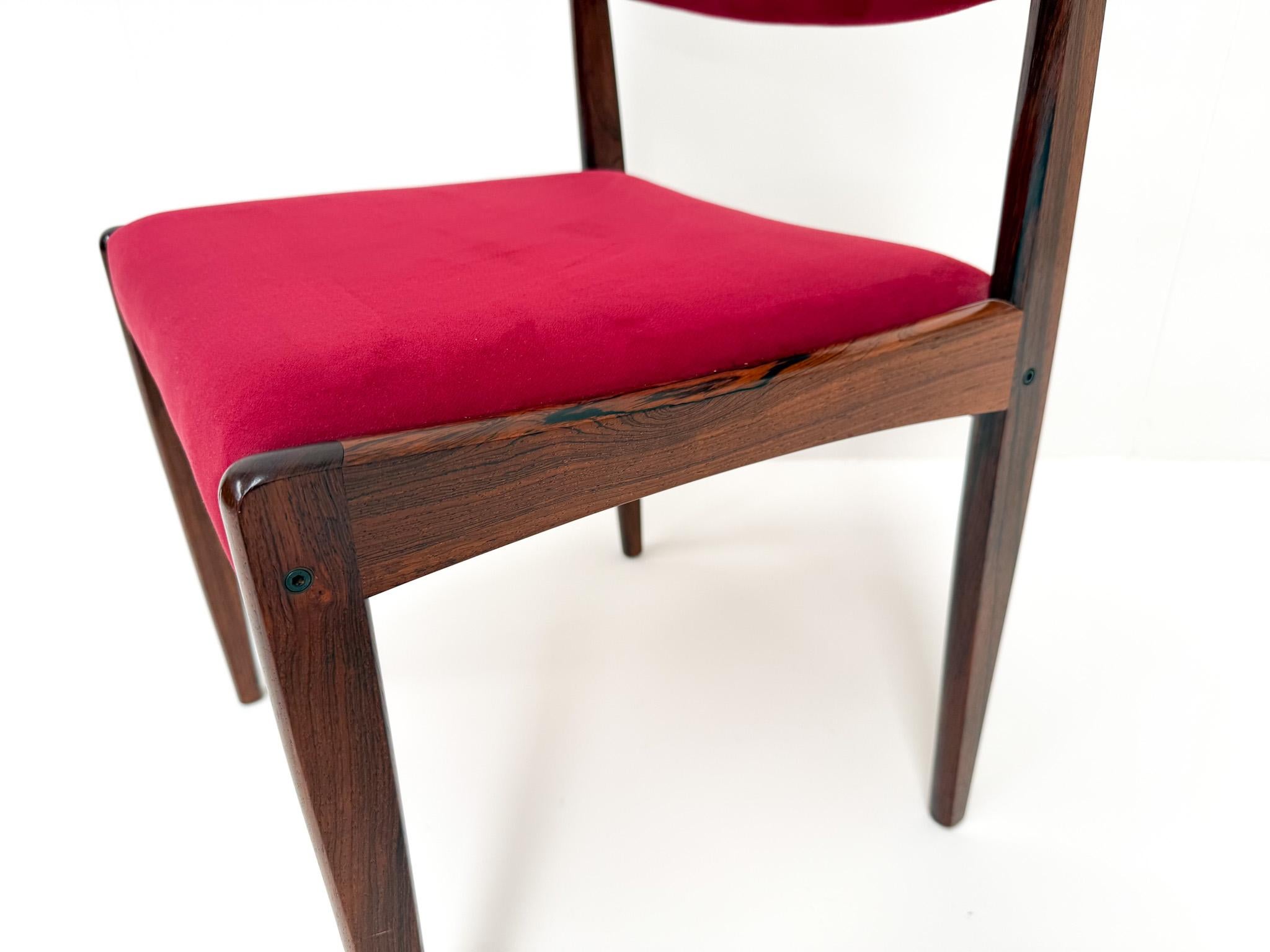 Textile Set of 8 Rosewood Dining Chairs by H.W. Klein for Bramin, 1960s en vente