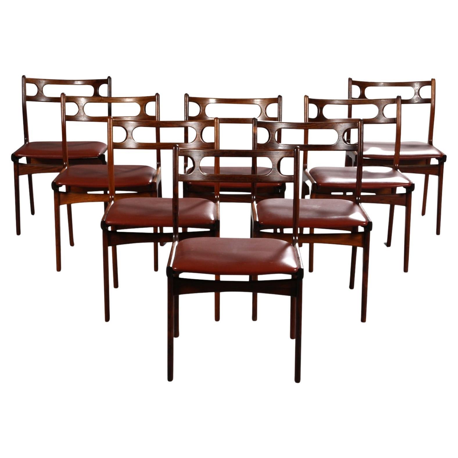 Set of 8 Rosewood Model 138 Dining Chairs by Johannes Andersen