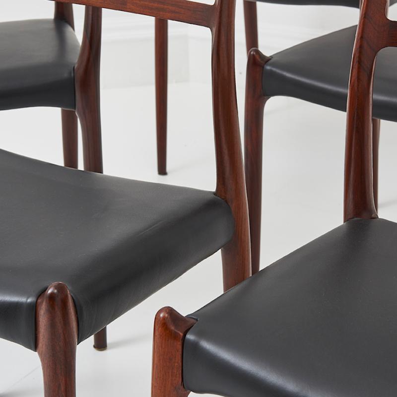 Set of 8 Rosewood Niels Otto Moller dining chairs model 78 For Sale 4
