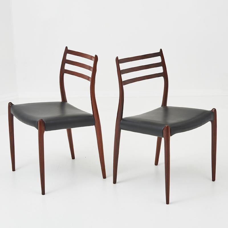 Set of 8 Rosewood Niels Otto Moller dining chairs model 78 In Good Condition For Sale In London, GB