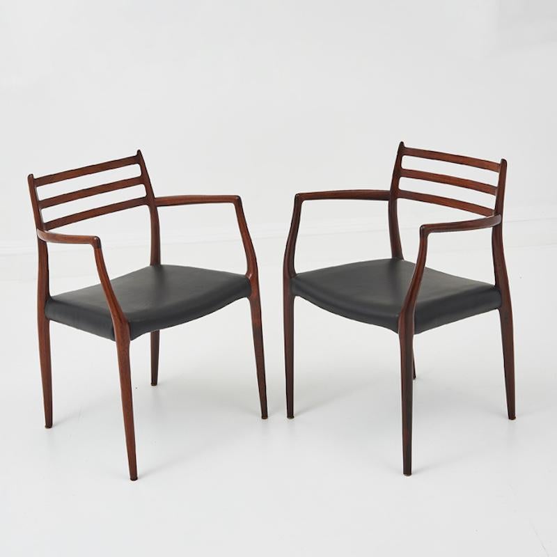 Set of 8 Rosewood Niels Otto Moller dining chairs model 78 For Sale 1