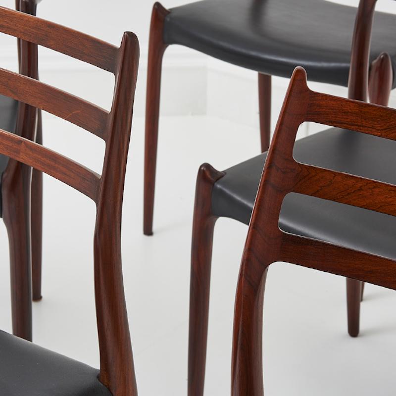 Set of 8 Rosewood Niels Otto Moller dining chairs model 78 For Sale 3