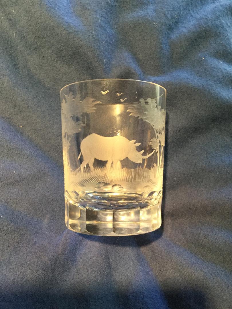 Hollywood Regency Set of 8 Rowland Ward Old Fashion Glasses