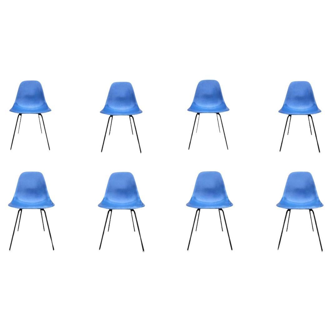 Set of 8 Royal Blue Herman Miller Eames Dining Chairs