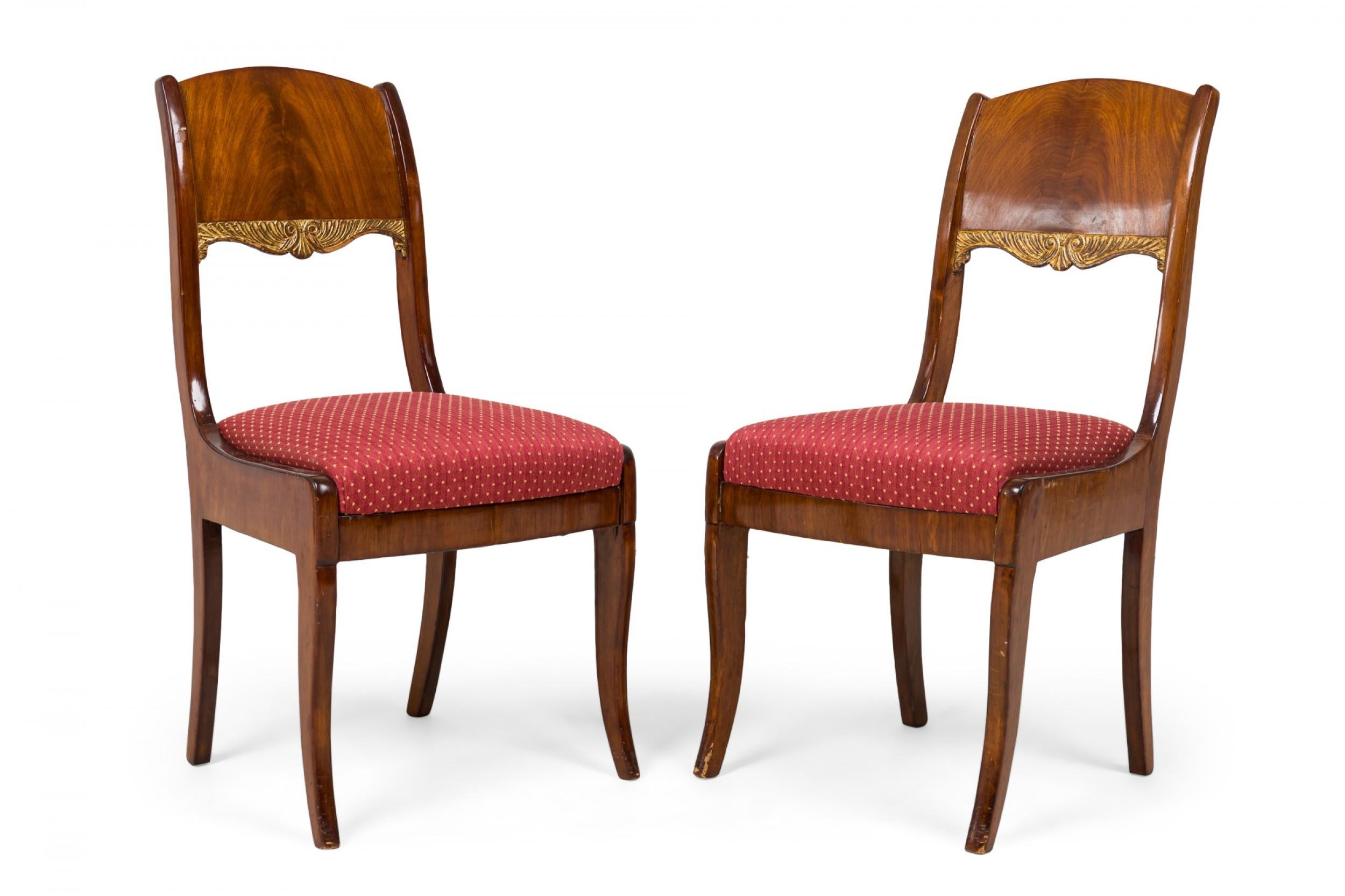Set of 8 Russian Neo-Classical Mahogany Parcel Gilt Red Upholstered Dining Chair For Sale 5