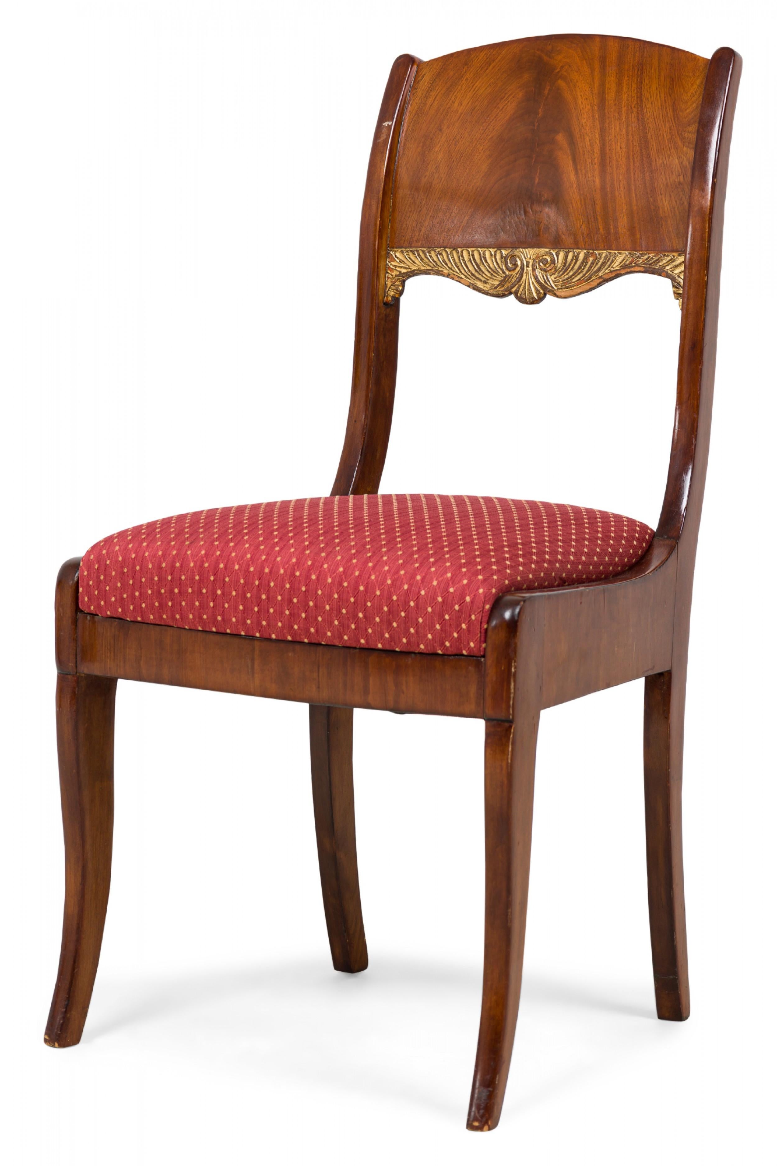 Set of 8 Russian Neo-Classical Mahogany Parcel Gilt Red Upholstered Dining Chair For Sale 7