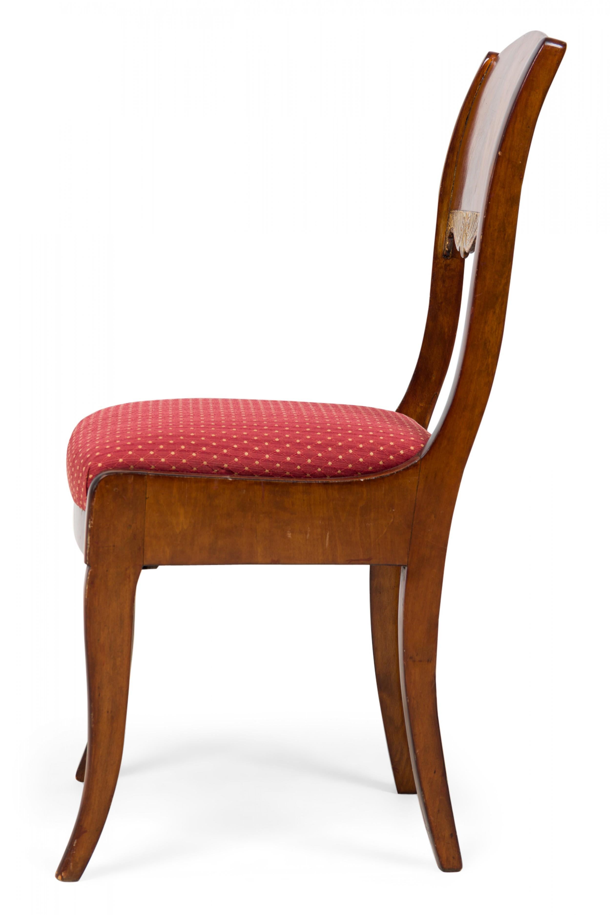 Set of 8 Russian Neo-Classical Mahogany Parcel Gilt Red Upholstered Dining Chair For Sale 8