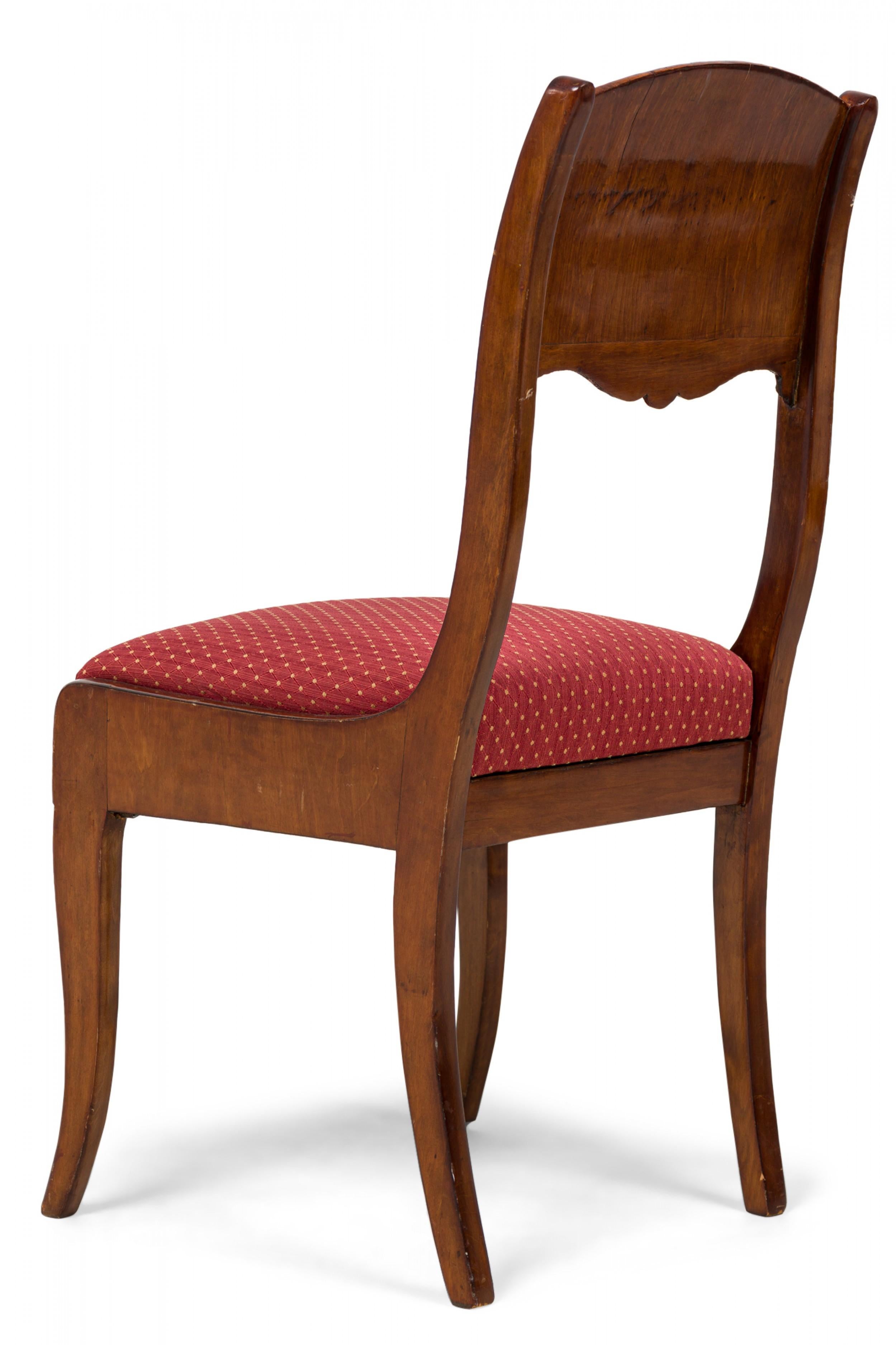 Set of 8 Russian Neo-Classical Mahogany Parcel Gilt Red Upholstered Dining Chair For Sale 9