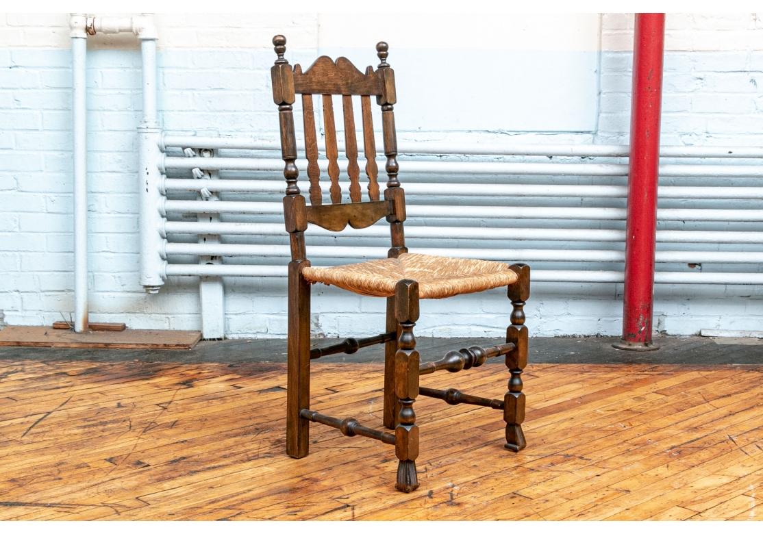 Set of 8 Rustic Banister Back Side Chairs For Sale 7
