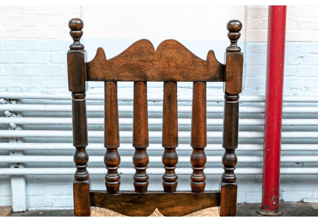 Rush Set of 8 Rustic Banister Back Side Chairs For Sale
