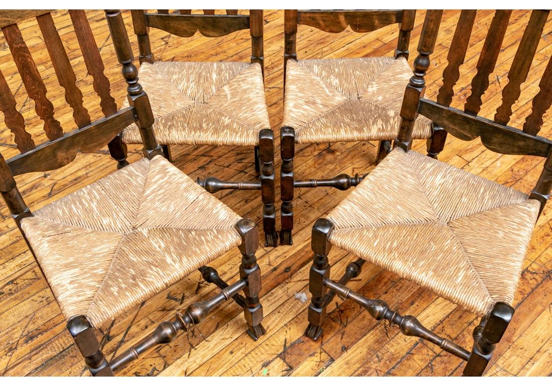 Set of 8 Rustic Banister Back Side Chairs For Sale 4