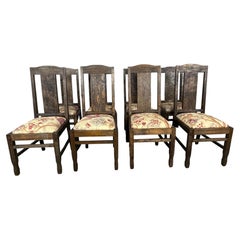 Set of 8 Rustic English Arts & Crafts Dining Chairs
