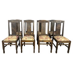 Set of 8 Rustic English Arts & Crafts Dining Chairs