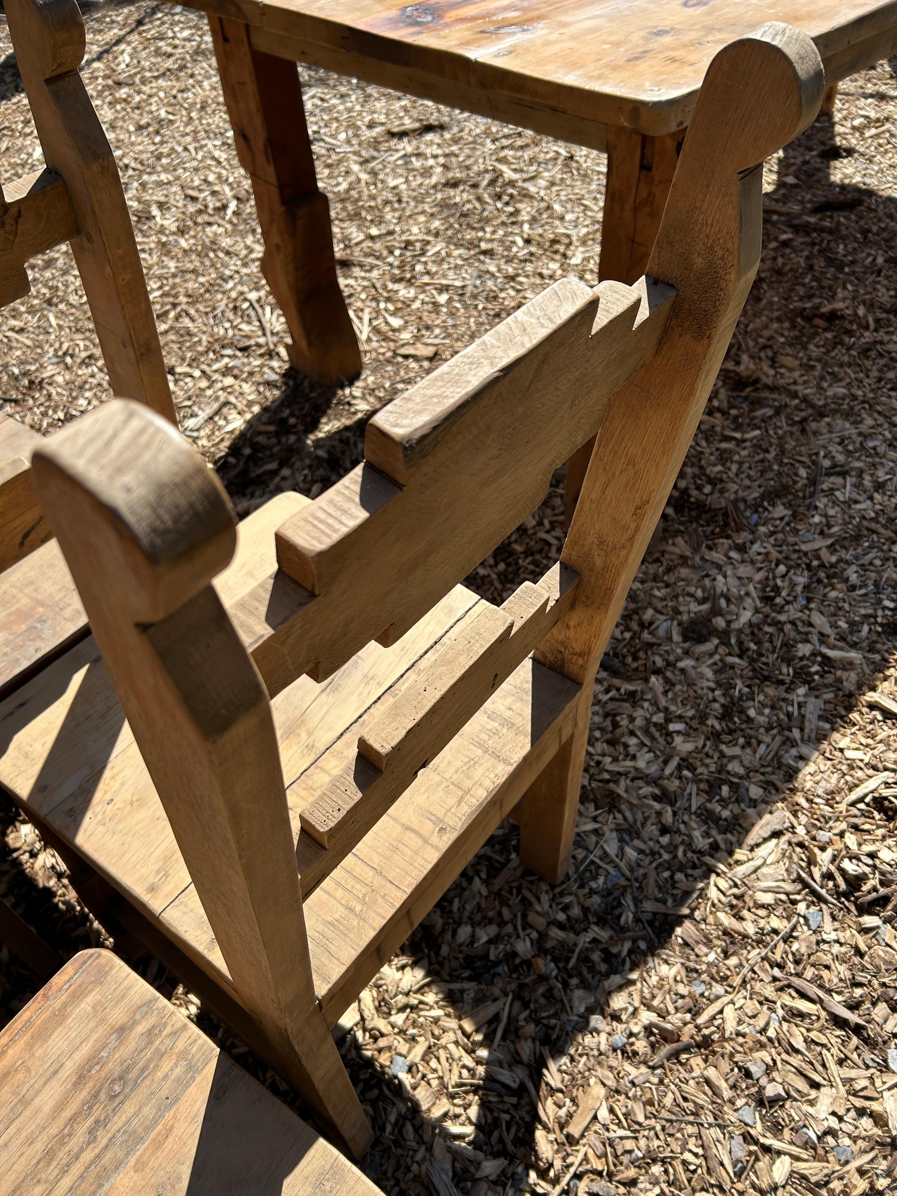Set of 8 Rustic Pine Mexican Dining Chairs 6