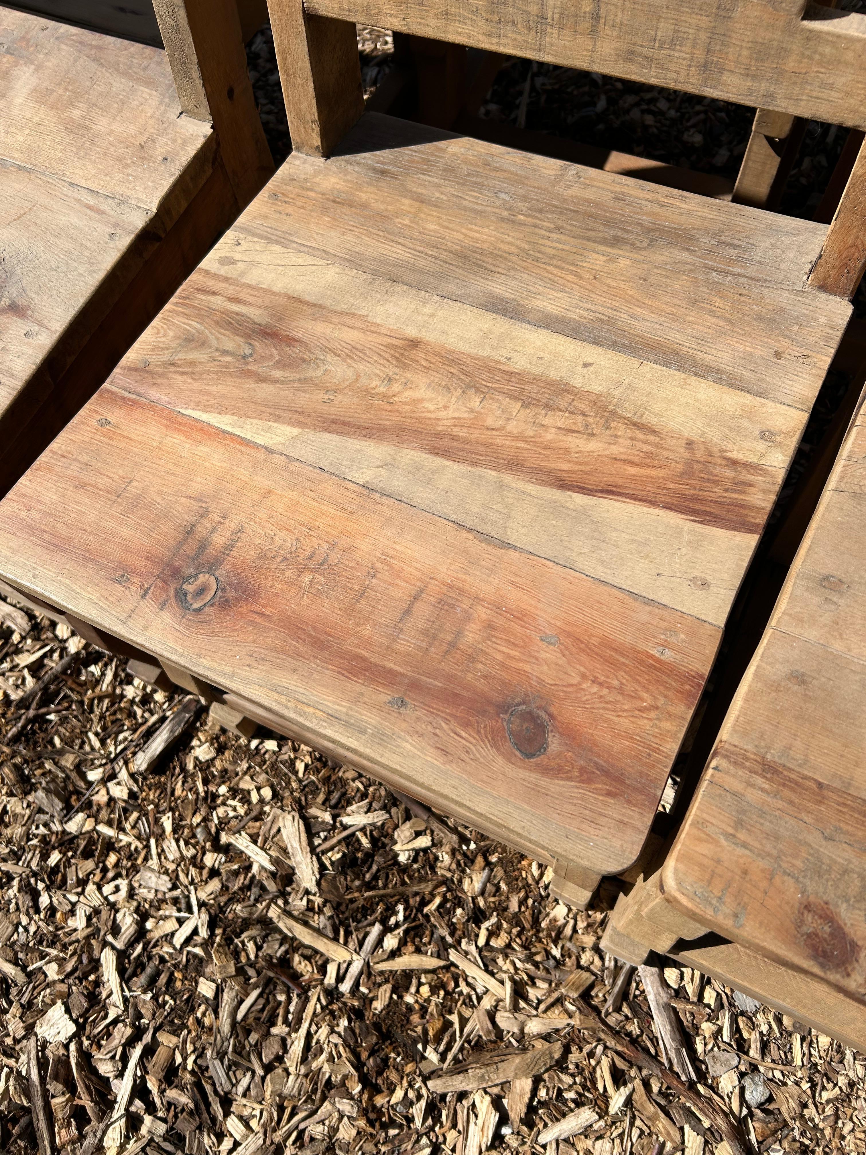 Set of 8 Rustic Pine Mexican Dining Chairs 7