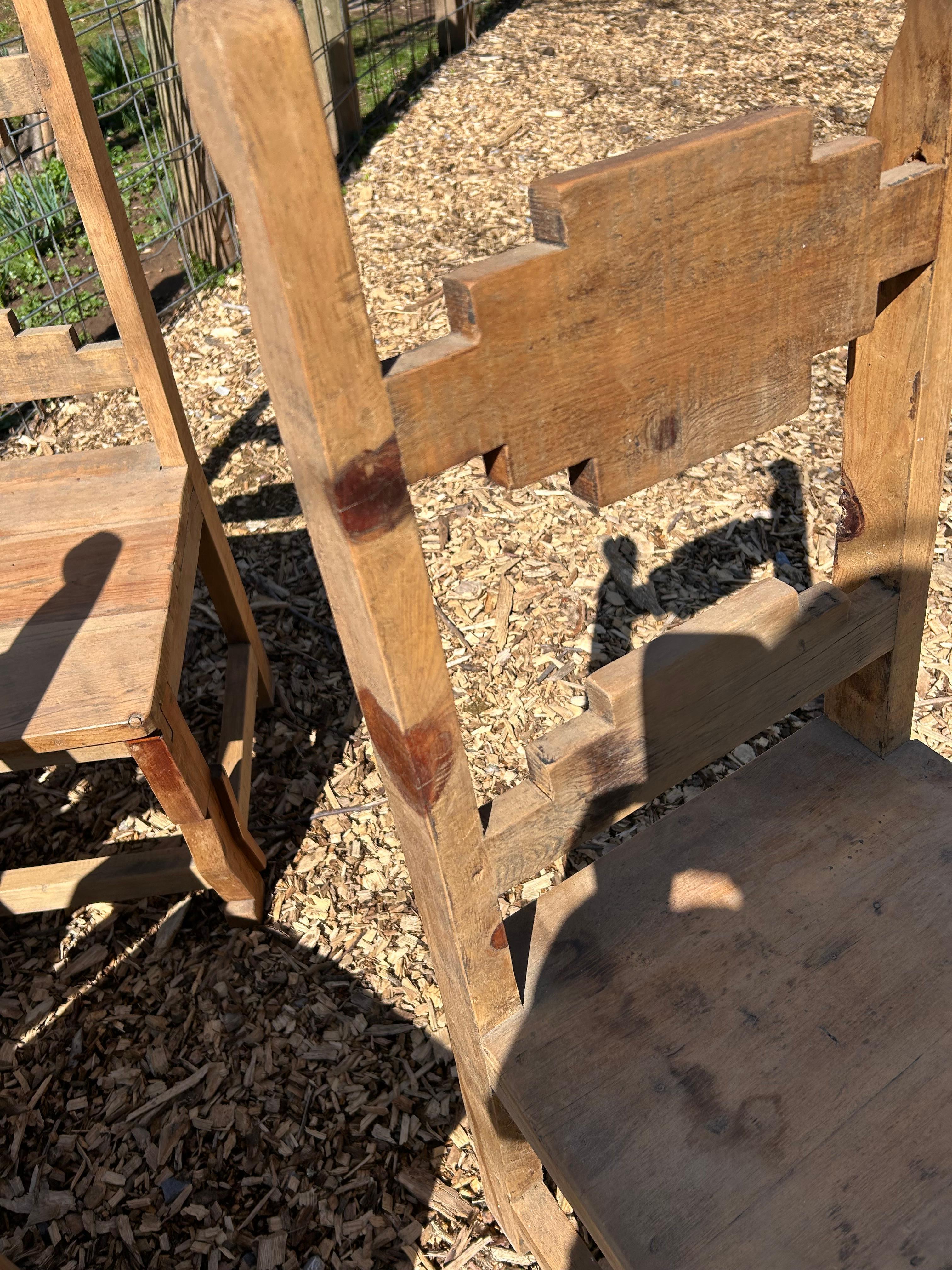 Set of 8 Rustic Pine Mexican Dining Chairs 8