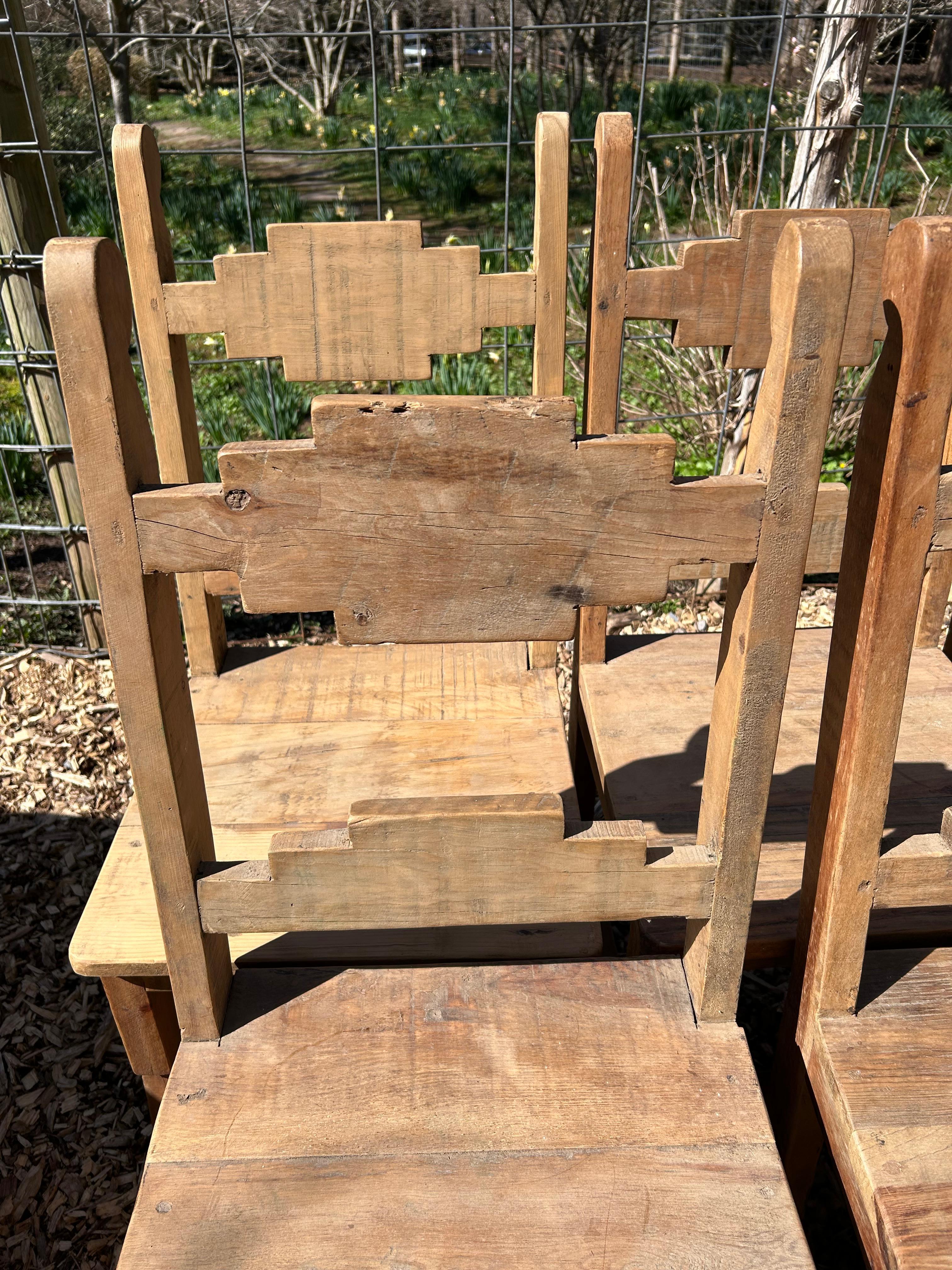 Set of 8 Rustic Pine Mexican Dining Chairs 13