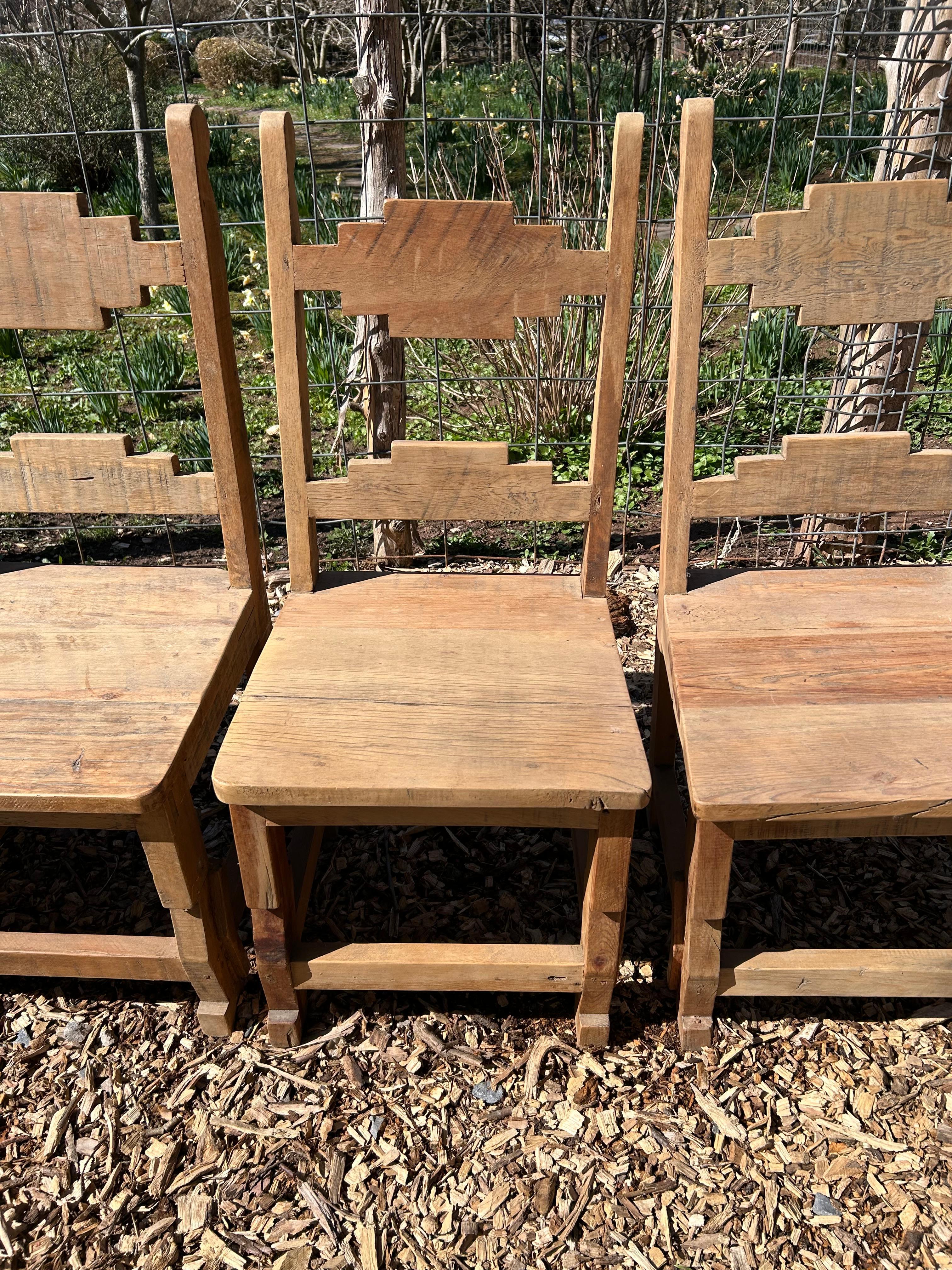 Set of 8 Rustic Pine Mexican Dining Chairs 1