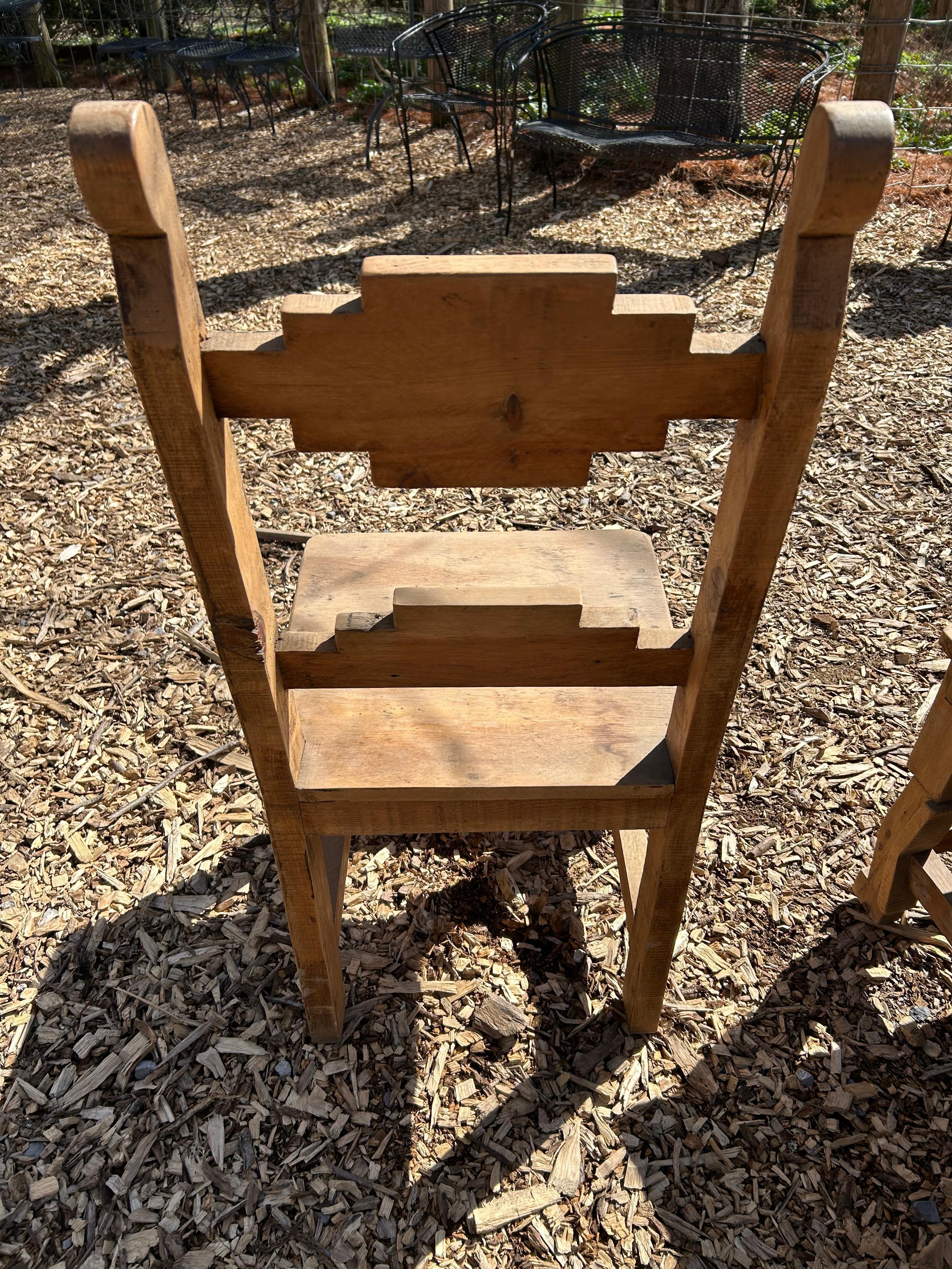 Set of 8 Rustic Pine Mexican Dining Chairs 3