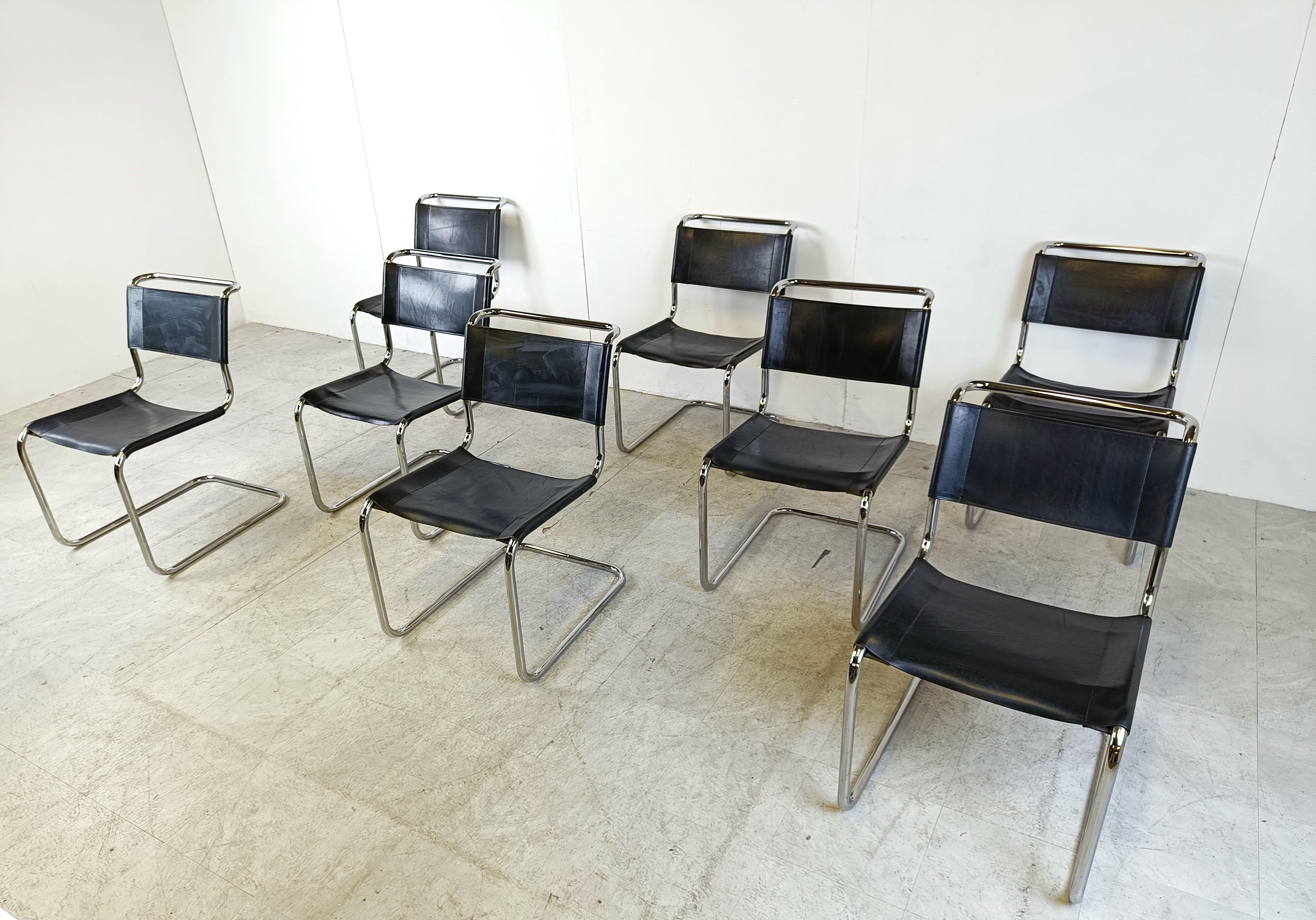 Set of 8 S33 dining chairs by Mart Stom for Thonet, 1970s  In Good Condition In HEVERLEE, BE