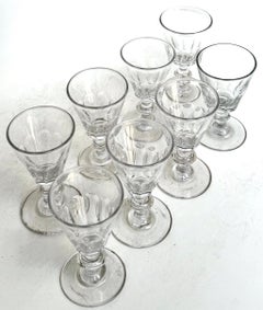 Set of (8) Saint-Louis Crystal Fine Quality Port Glasses. French Circa 1890