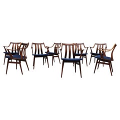Set of 8 Scandinavian Bent Rosewood Dining Chairs