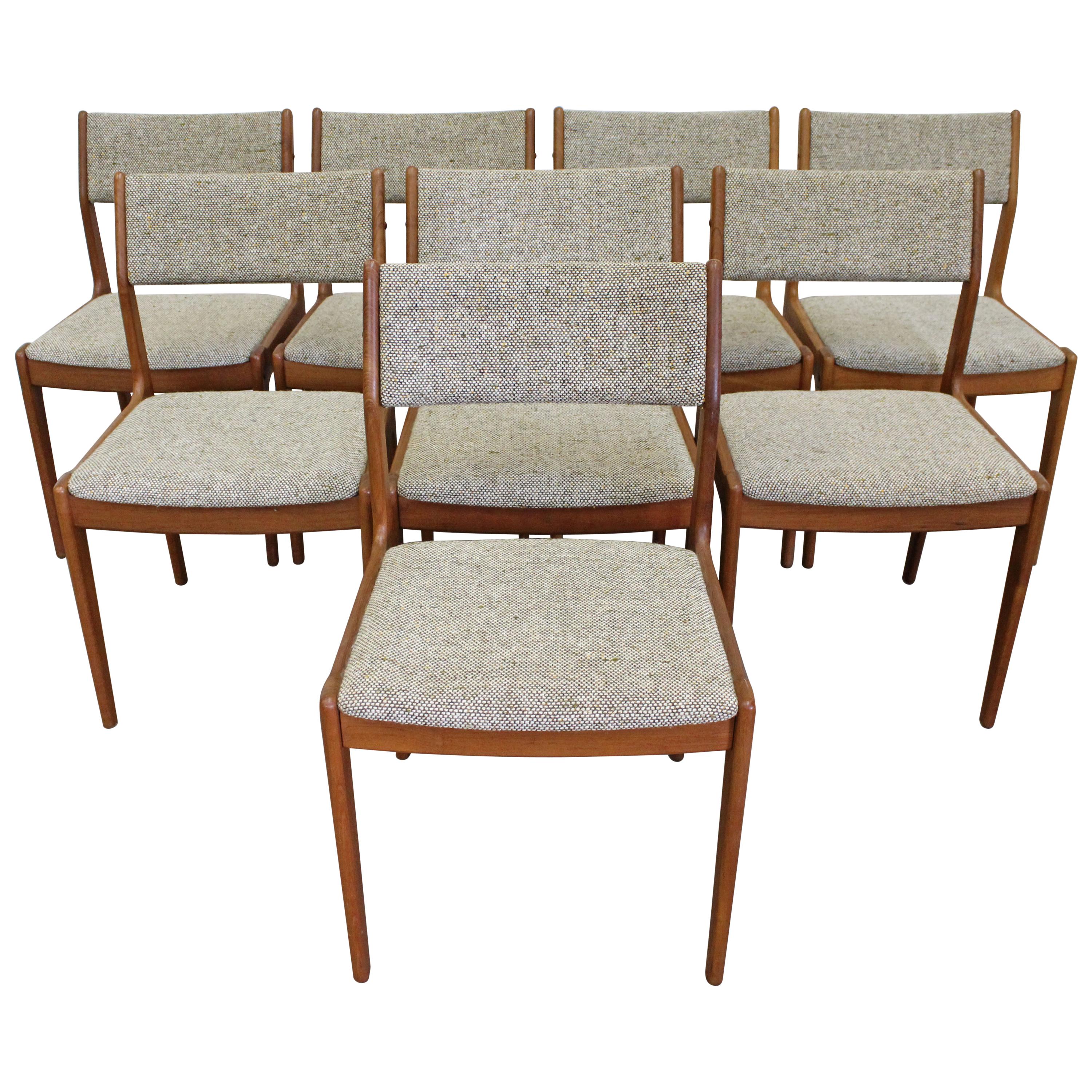 Set of 8 Scandinavian Modern Teak Side Dining Chairs