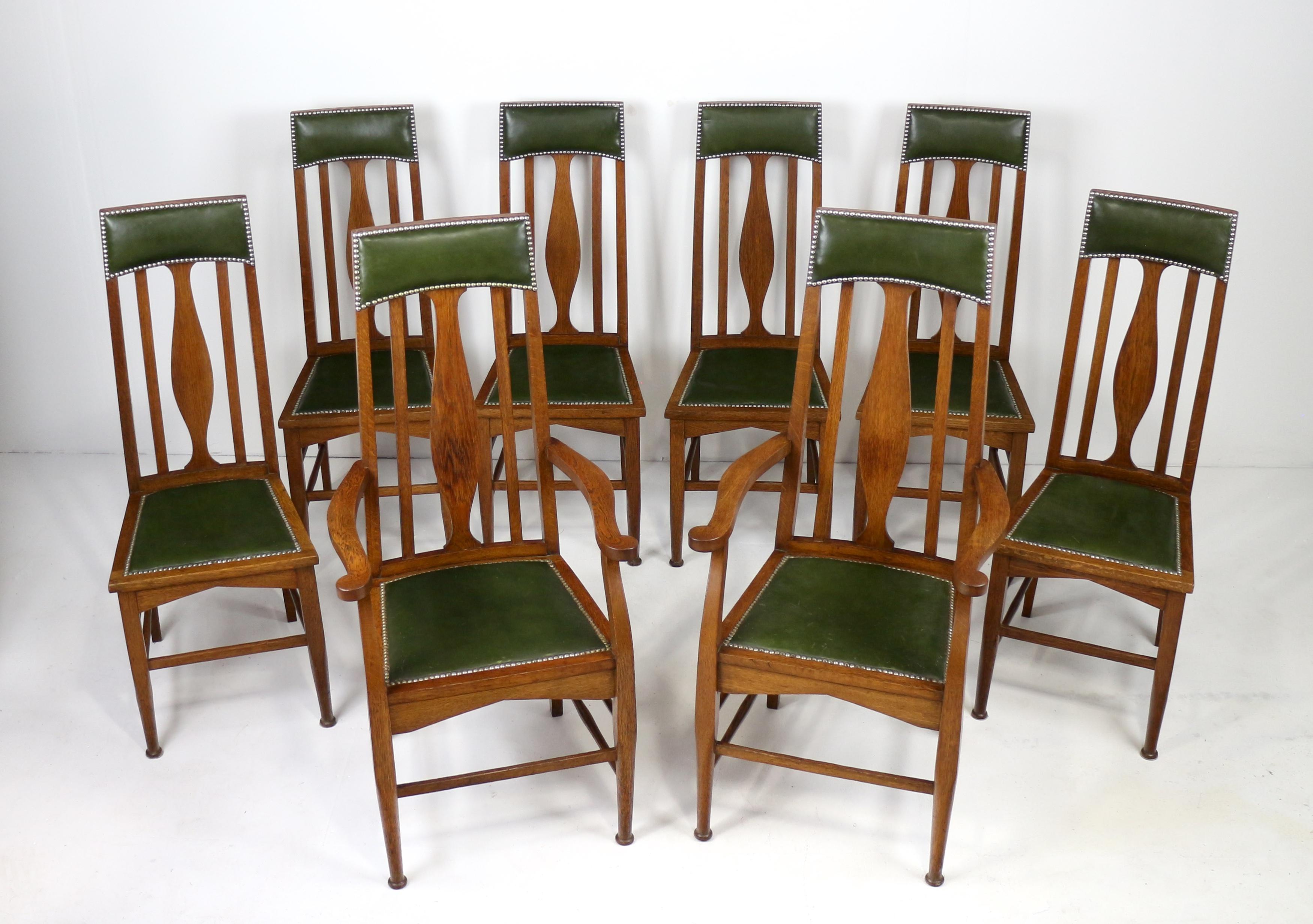 Set di 8 sedie da pranzo scozzesi Arts & Crafts in Oak Oak Attrib. E.A. Taylor in vendita 12