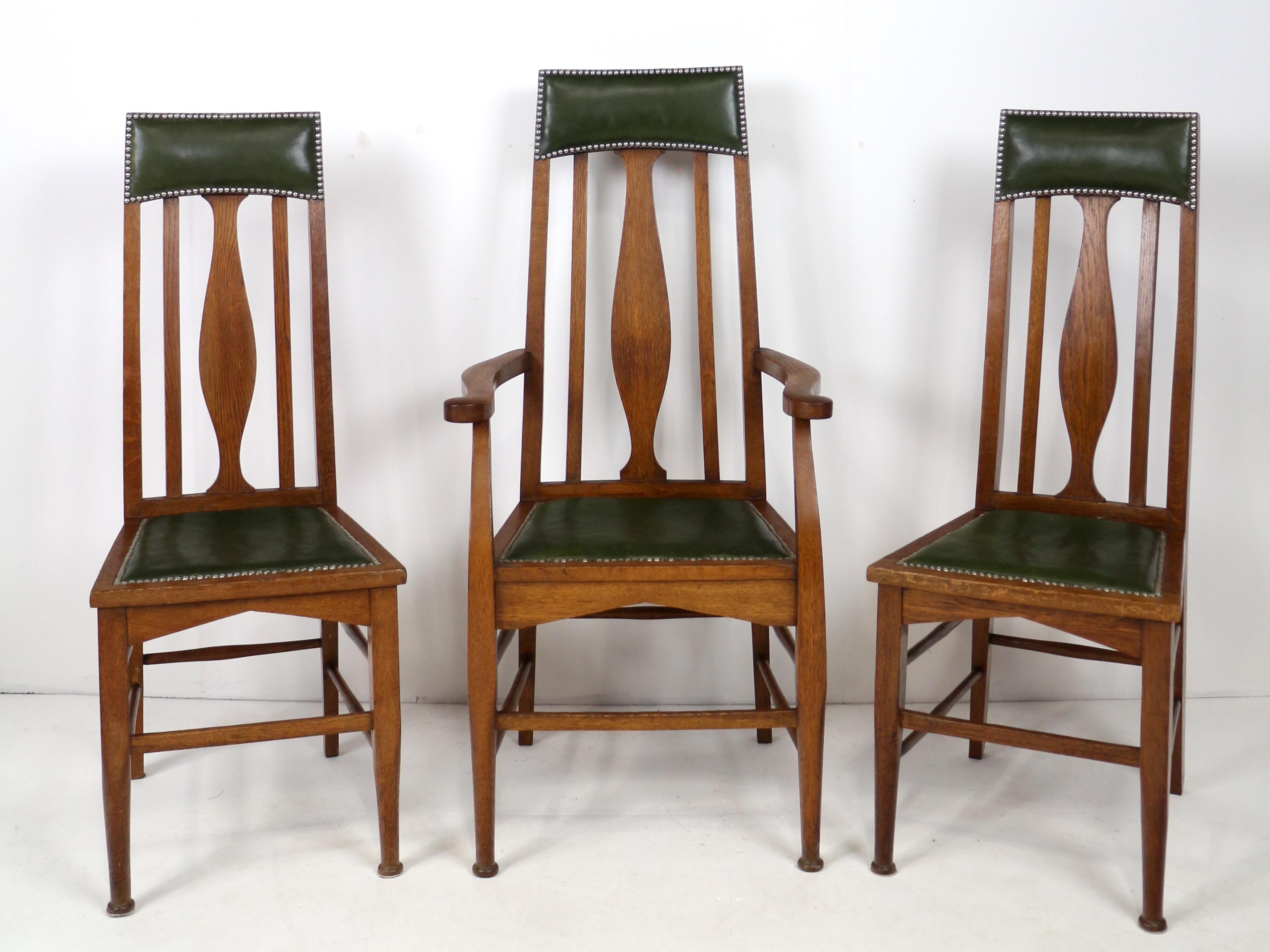 Arts and Crafts Set di 8 sedie da pranzo scozzesi Arts & Crafts in Oak Oak Attrib. E.A. Taylor in vendita