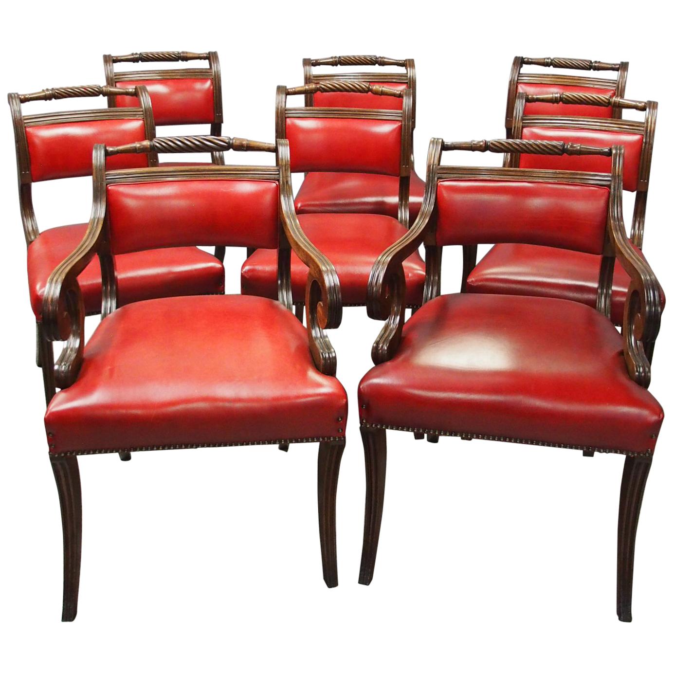 Set of 8 Scottish Regency Mahogany Dining Chairs For Sale