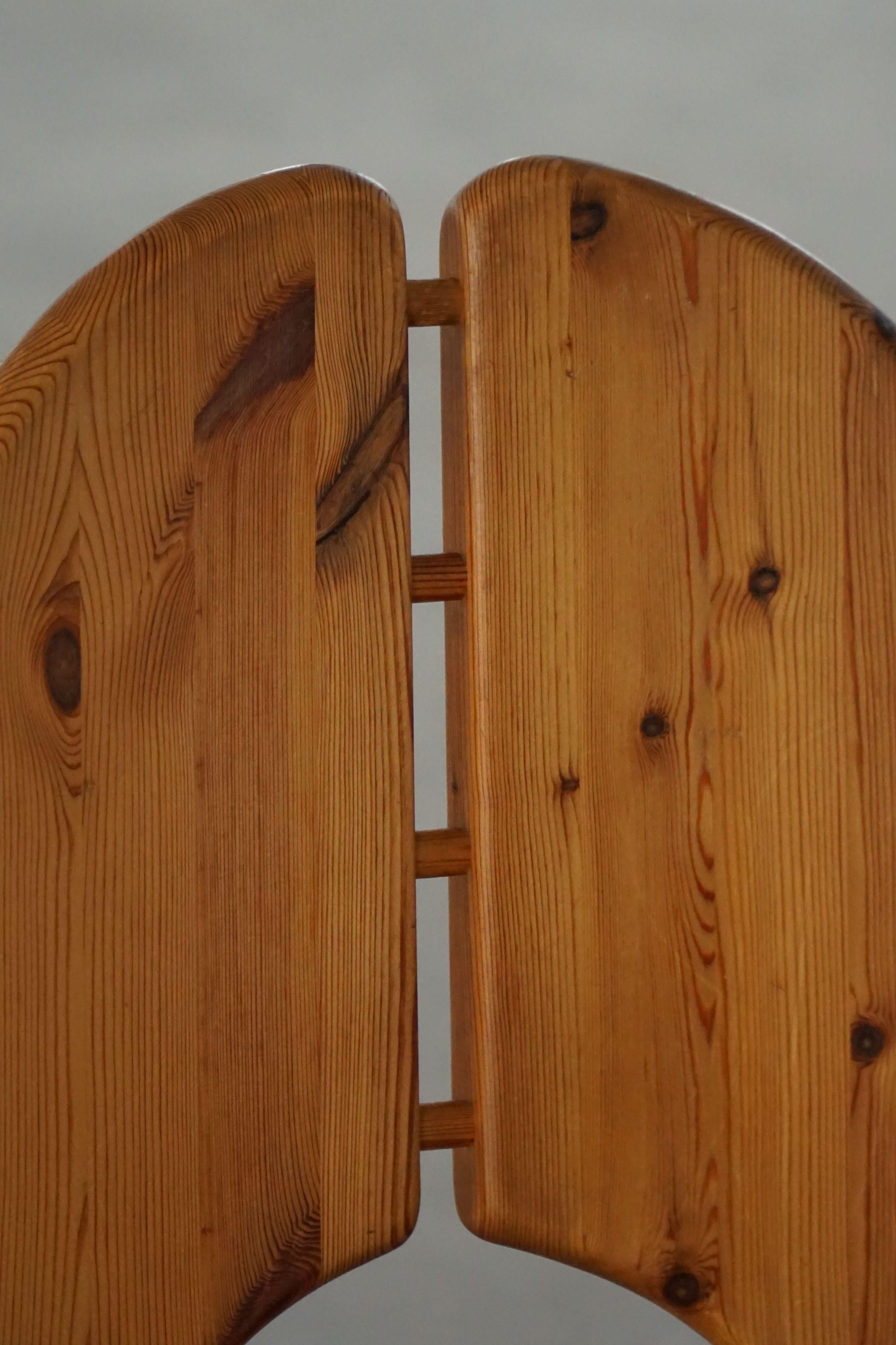 Set of 8 Sculptural Danish Modern Brutalist Chairs in Pine & Lambswool, 1970s For Sale 6