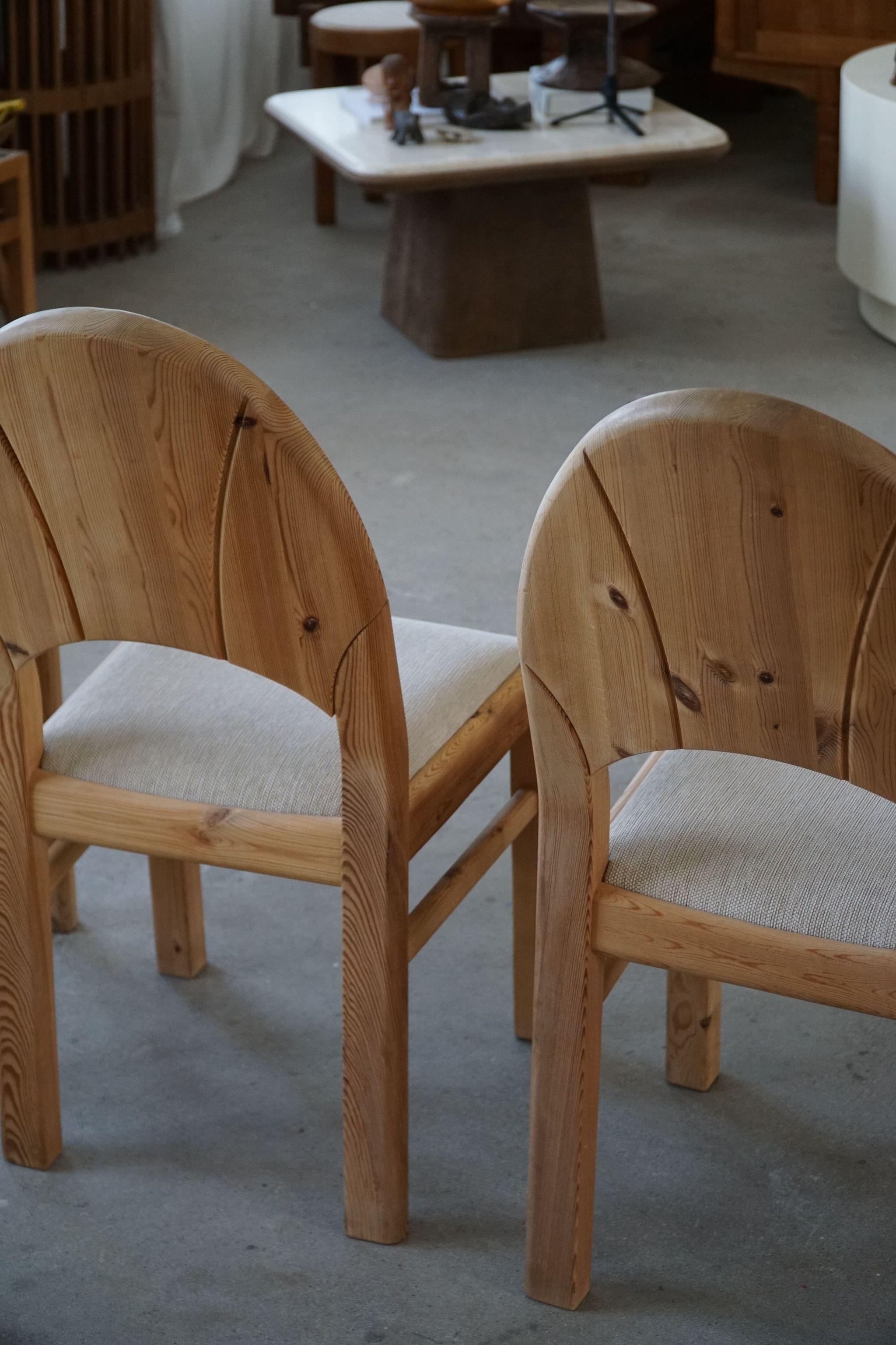 Set of 8 Sculptural Danish Modern Brutalist Chairs in Pine & Wool, 1970s For Sale 7