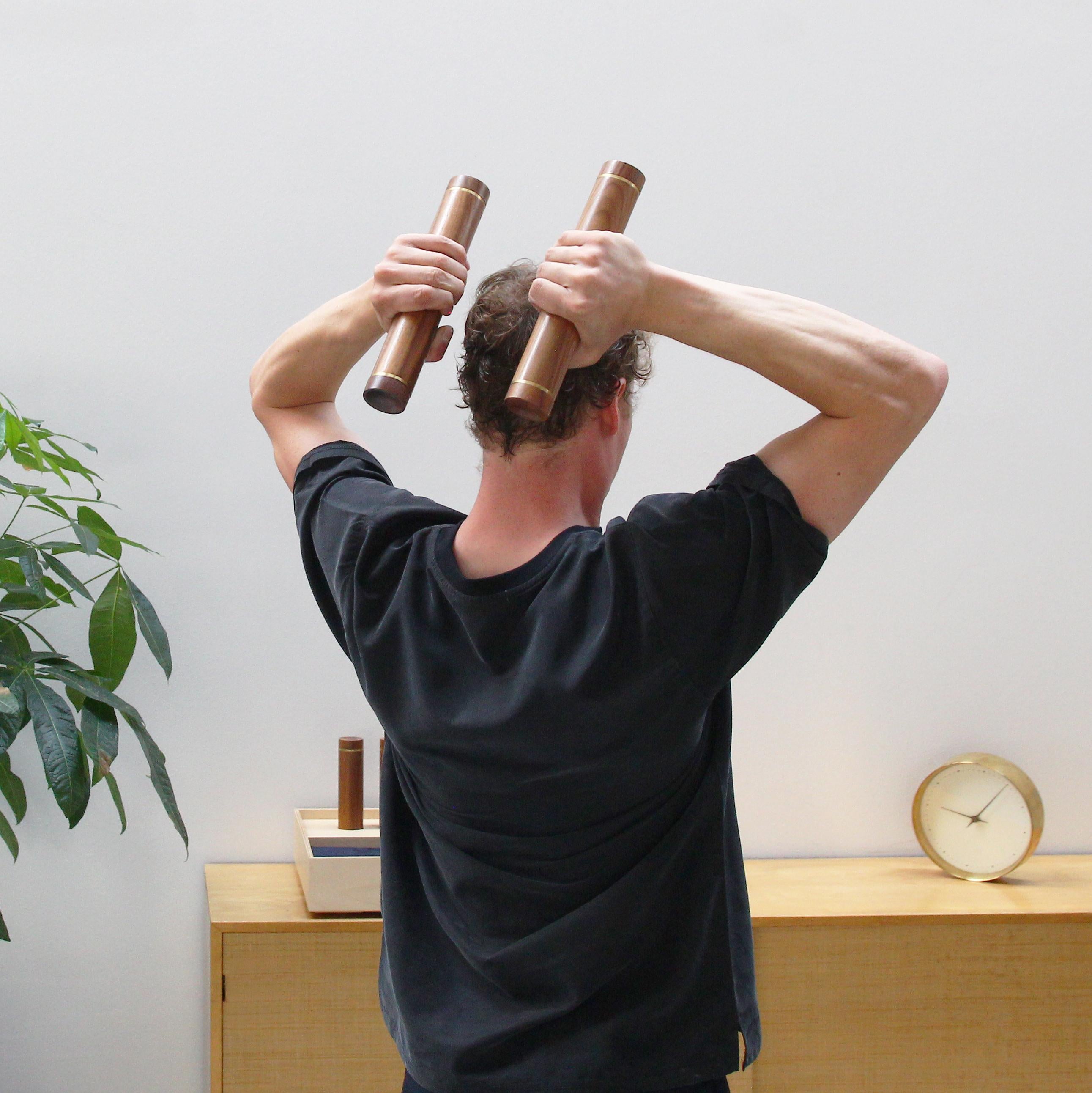 Set of 8 sculptural Dumbbells in Walnut by Kenko Studio, Germany 4