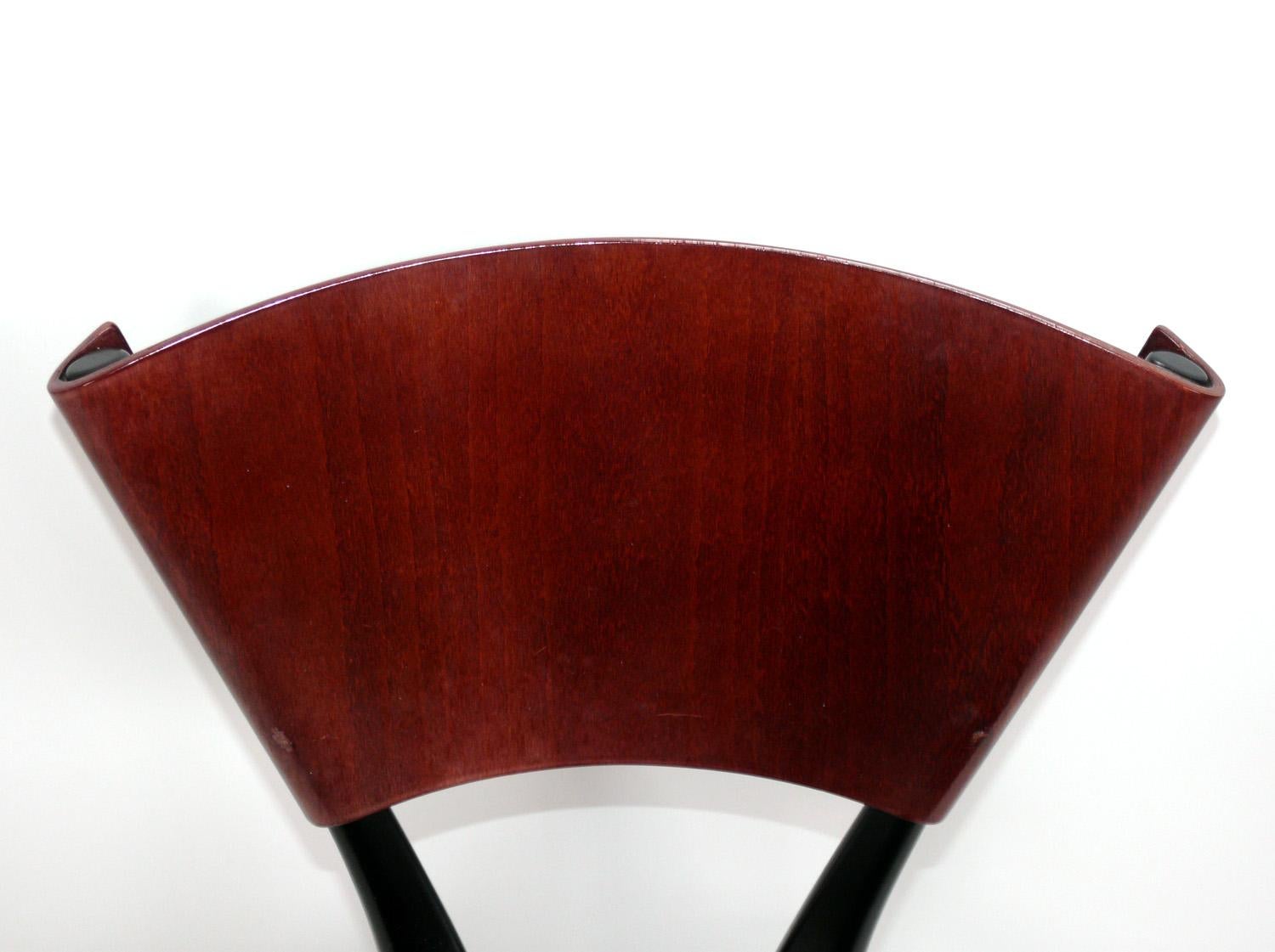 Wood Set of 8 Sculptural Italian Dining Chairs by Mancini and Dorell 4 Sawaya Moroni For Sale