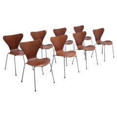 Set of 8 'Series 7' Chairs in Teak by Arne Jacobsen for Fritz Hansen, 1955