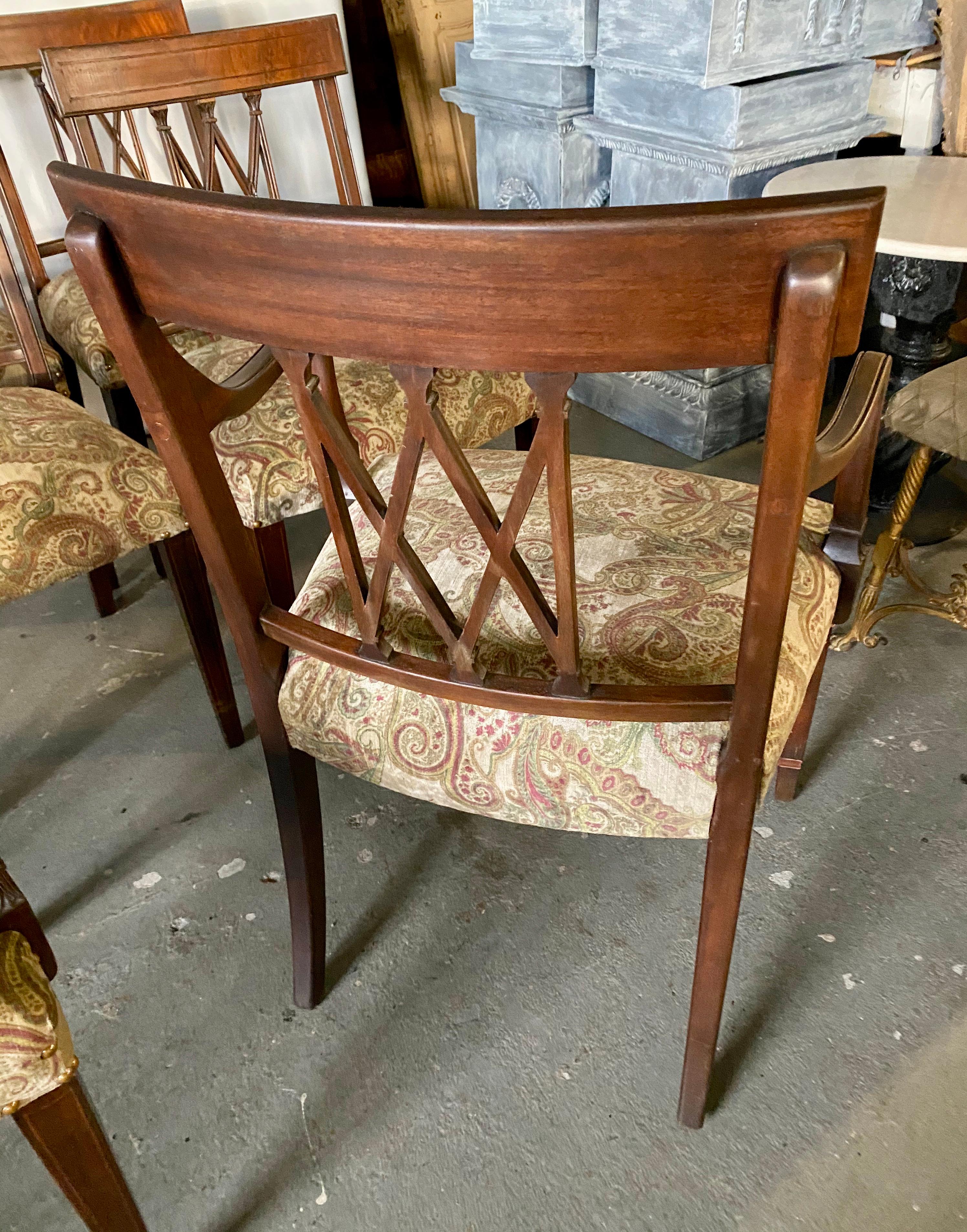 20th Century Set of 8 Sheraton Revival Style Dining Chairs