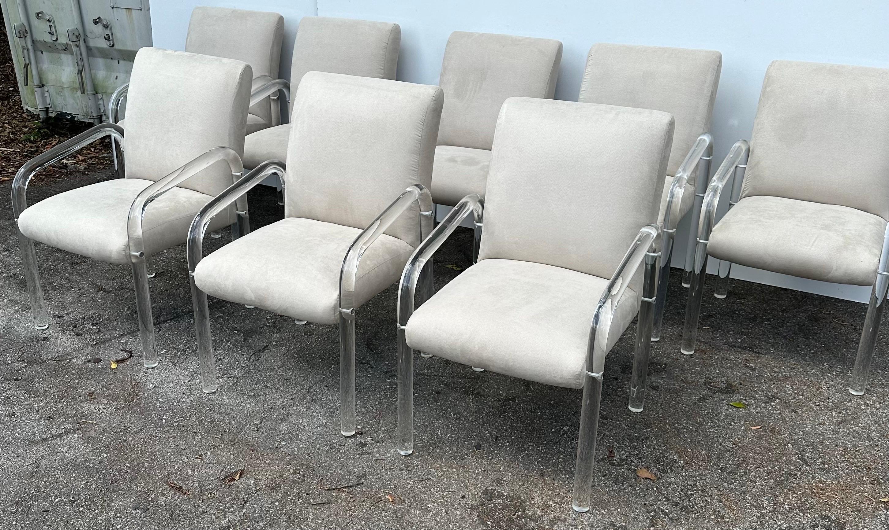 Set of 8  signed Lion in Frost Lucite Armchairs  For Sale 3