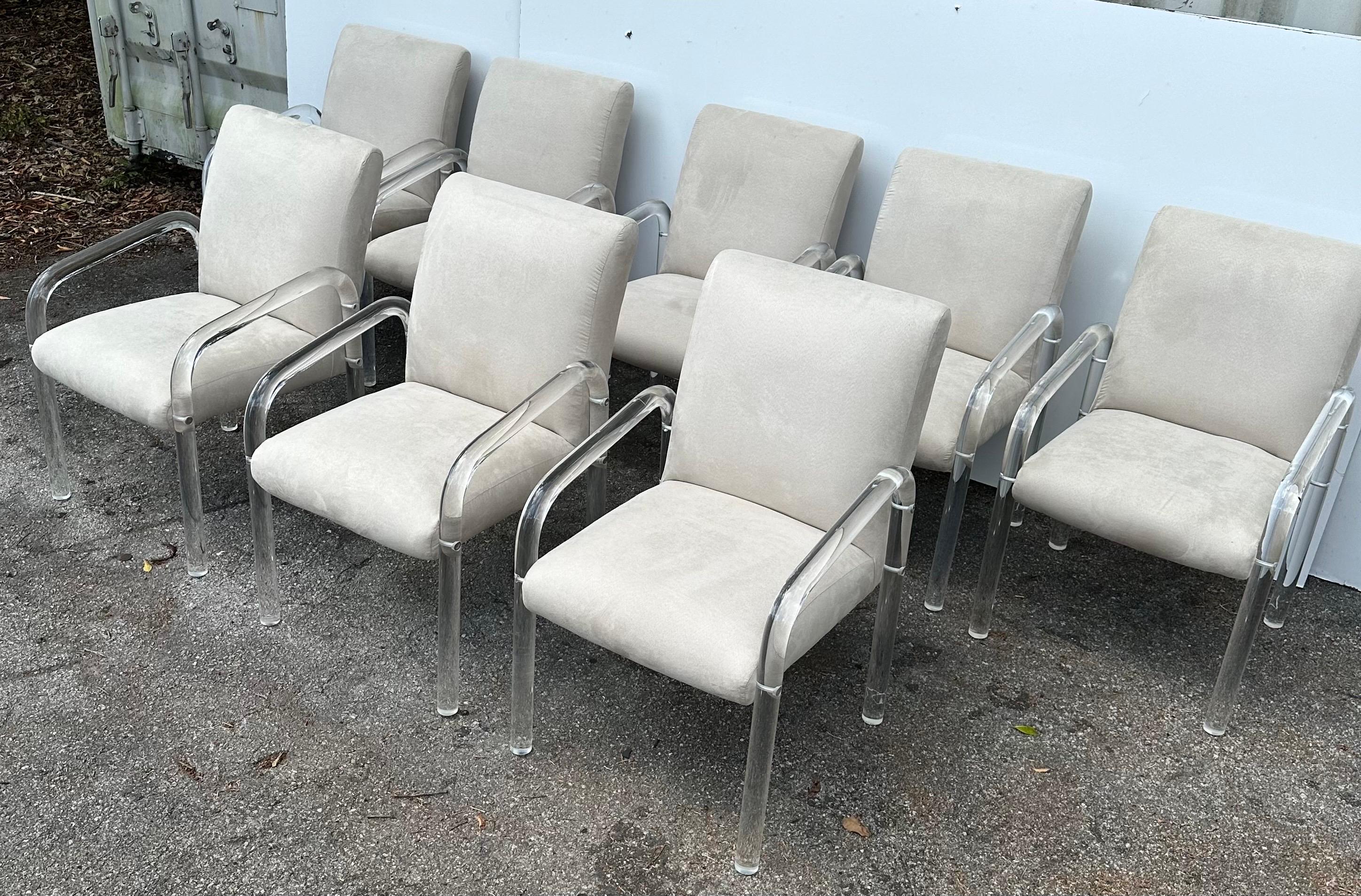 Set of 8  signed Lion in Frost Lucite Armchairs  For Sale 4