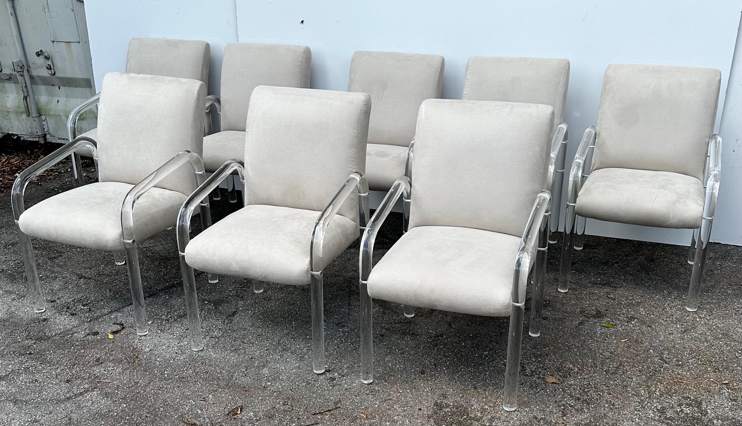 Set of 8  signed Lion in Frost Lucite Armchairs  For Sale 5