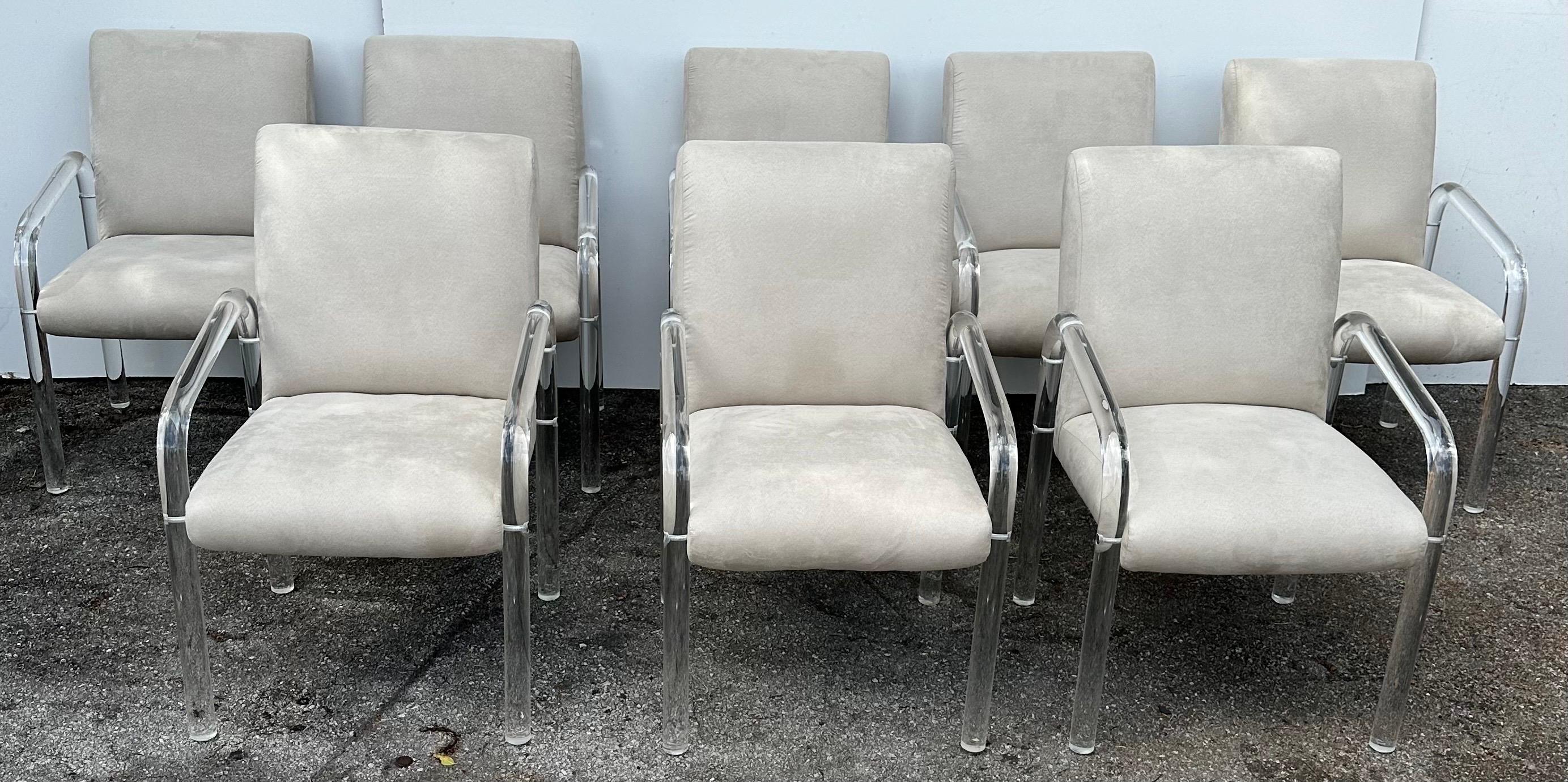 Set of 8  signed Lion in Frost Lucite Armchairs  For Sale 2
