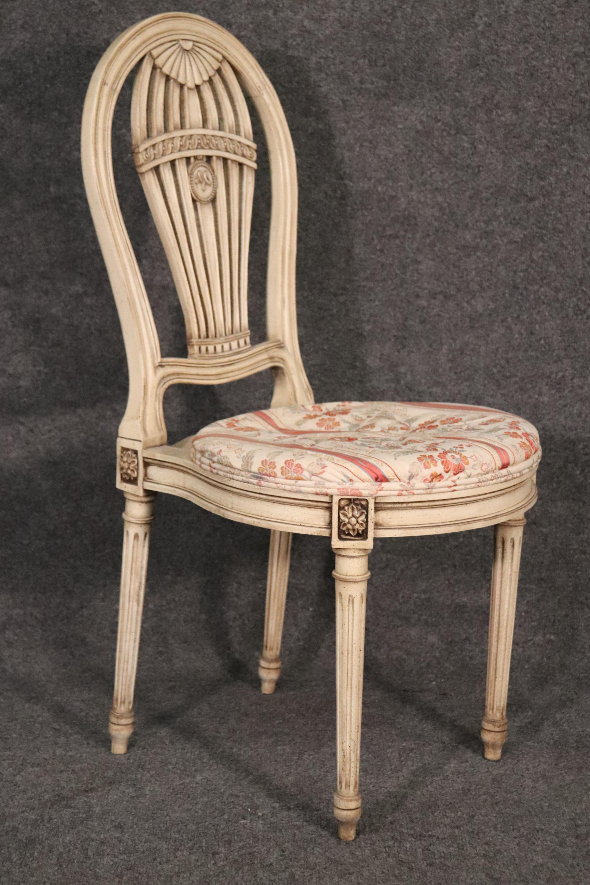 Louis XVI Set of 8 Signed Maison Jansen Balloon Back Painted Dining Chairs