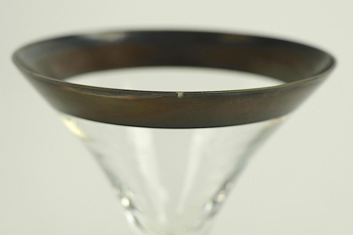20th Century Set of 8 Silver Band Martini Glasses attributed to Dorothy Thorpe