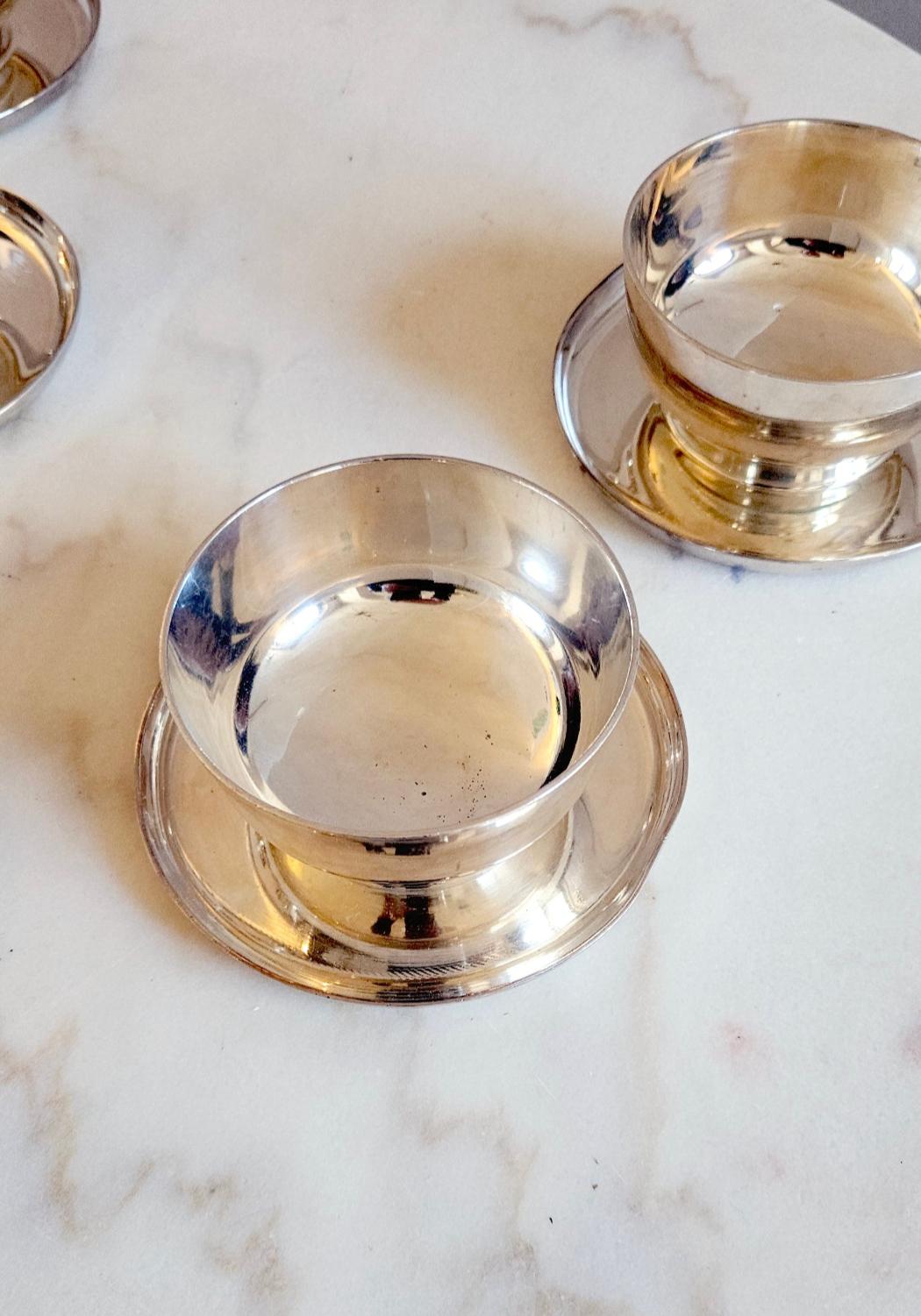 Set of 8 Silver Krupp Milano Gelato Bowls with base In Good Condition In Florence, Tuscany