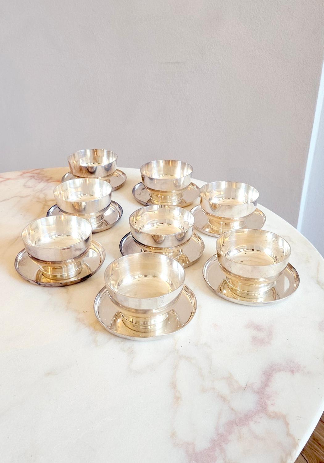 Set of 8 Silver Krupp Milano Gelato Bowls with base 3