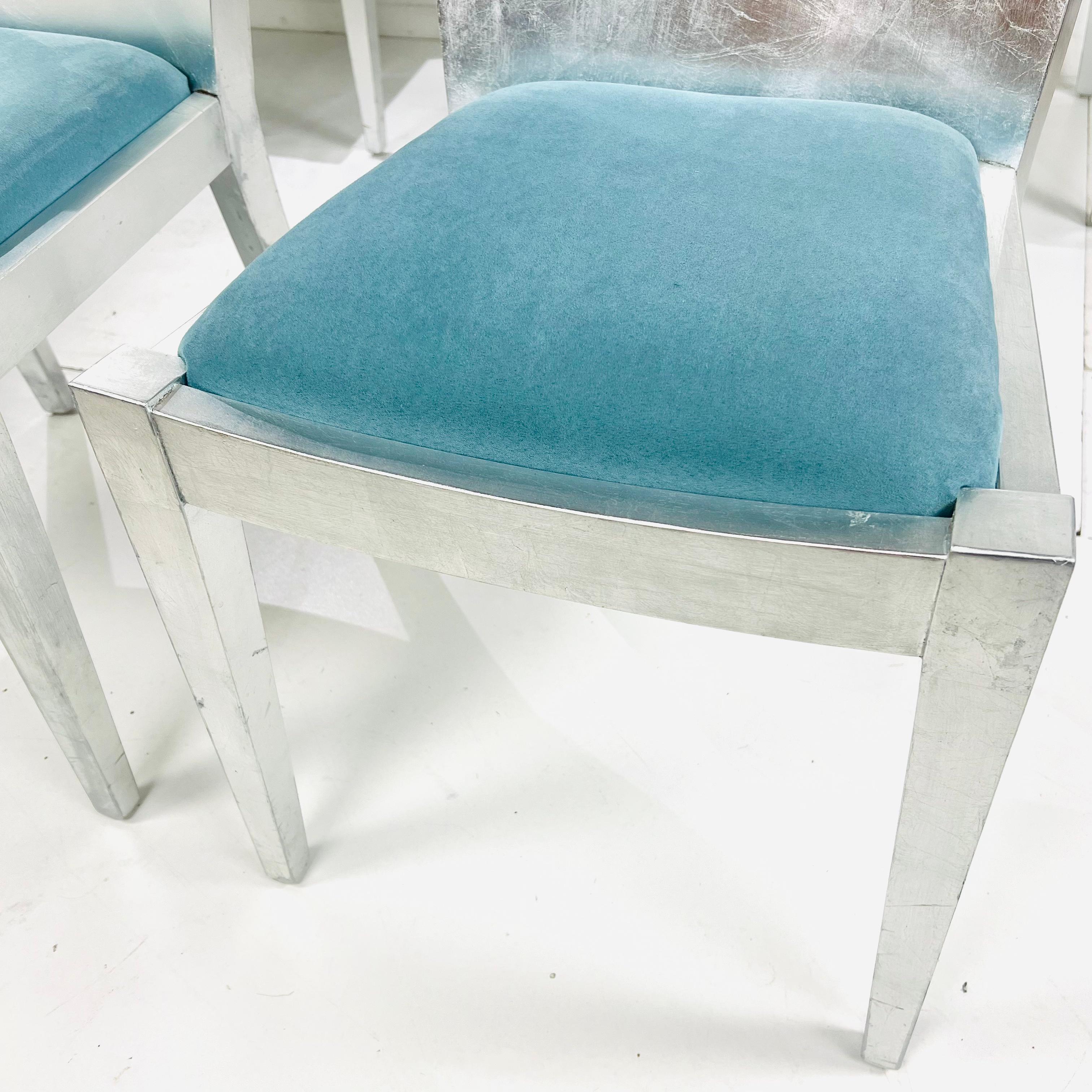 Set of 8 Silver Leaf Dining Chairs in the Style of Karl Springer 4