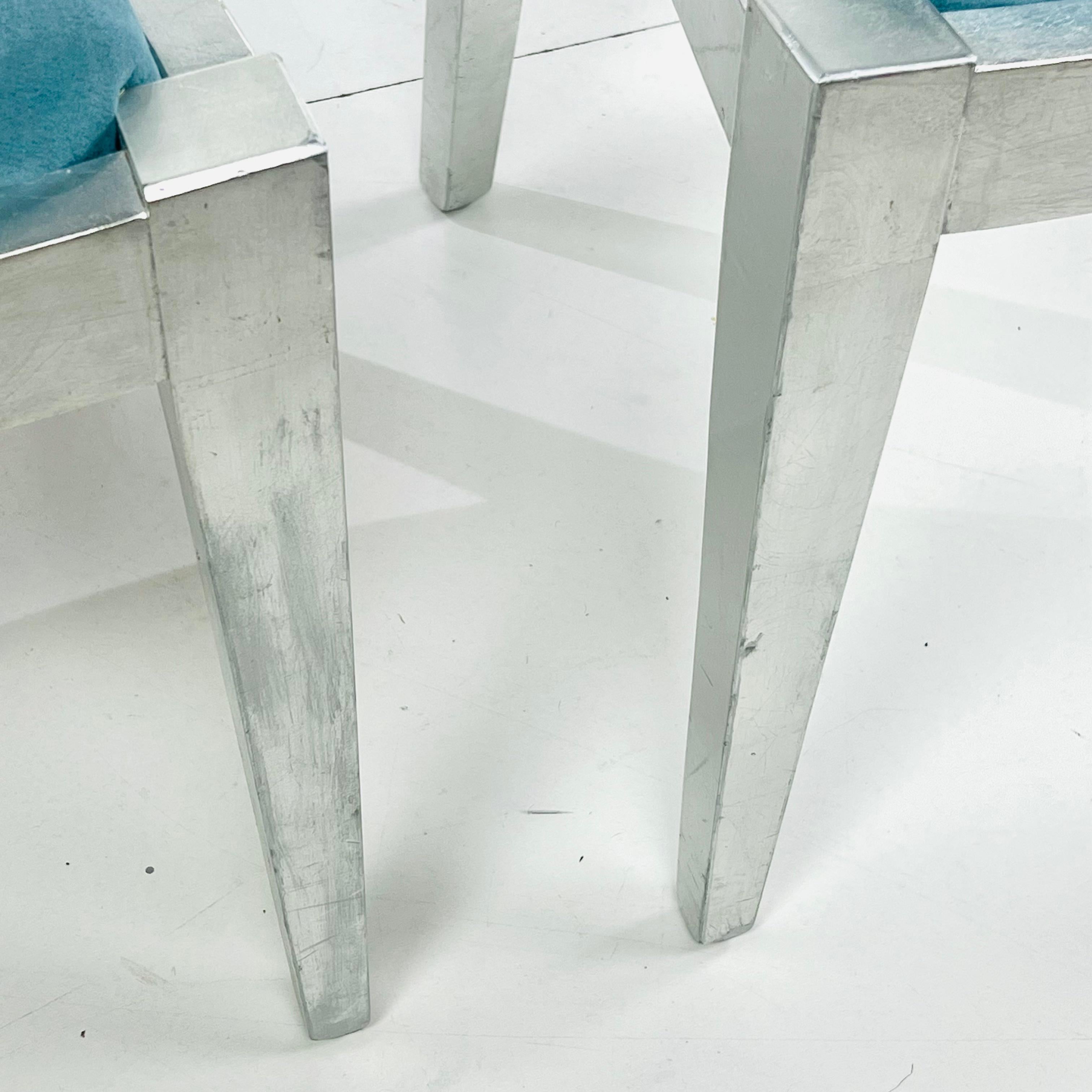Set of 8 Silver Leaf Dining Chairs in the Style of Karl Springer 11