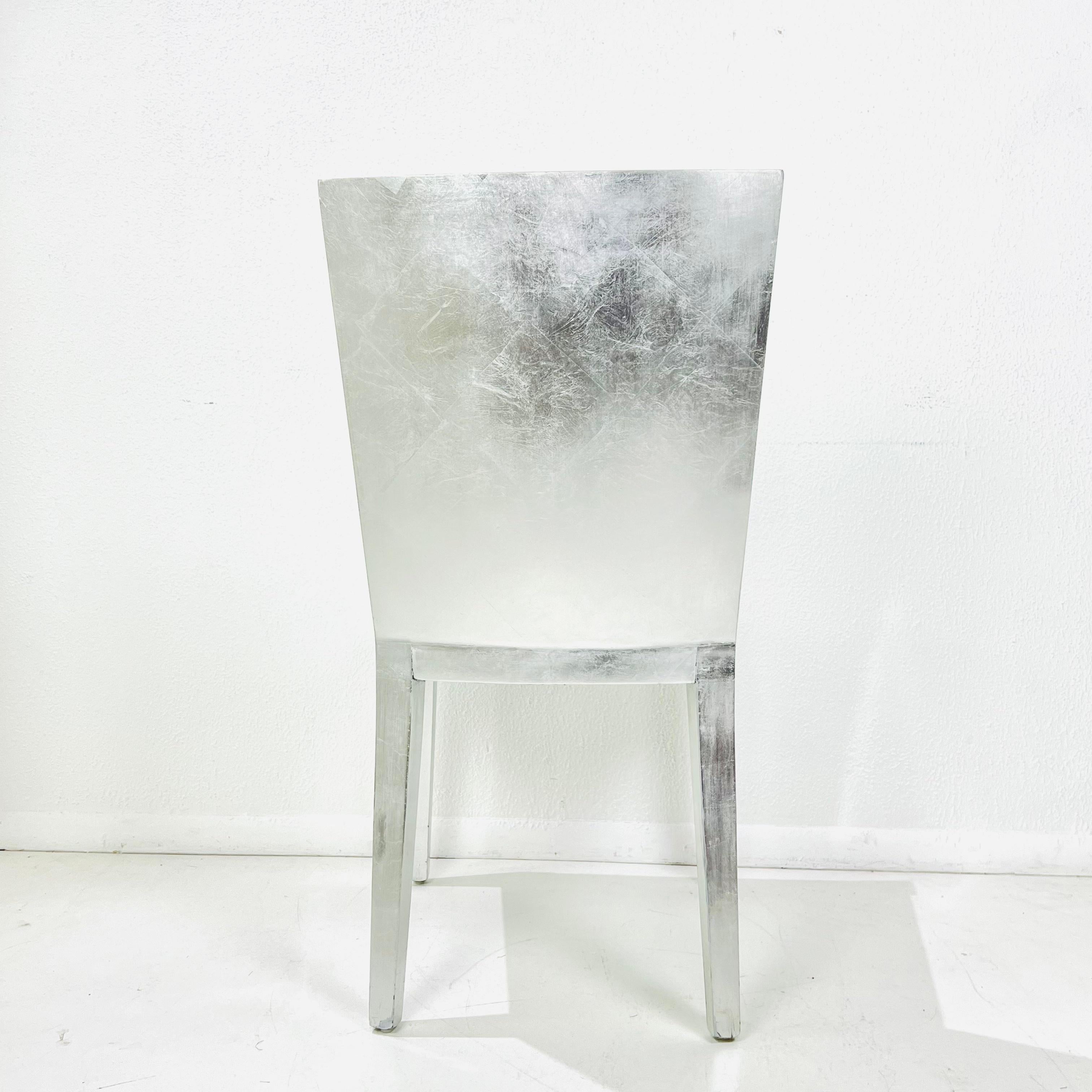Set of 8 Silver Leaf Dining Chairs in the Style of Karl Springer 2